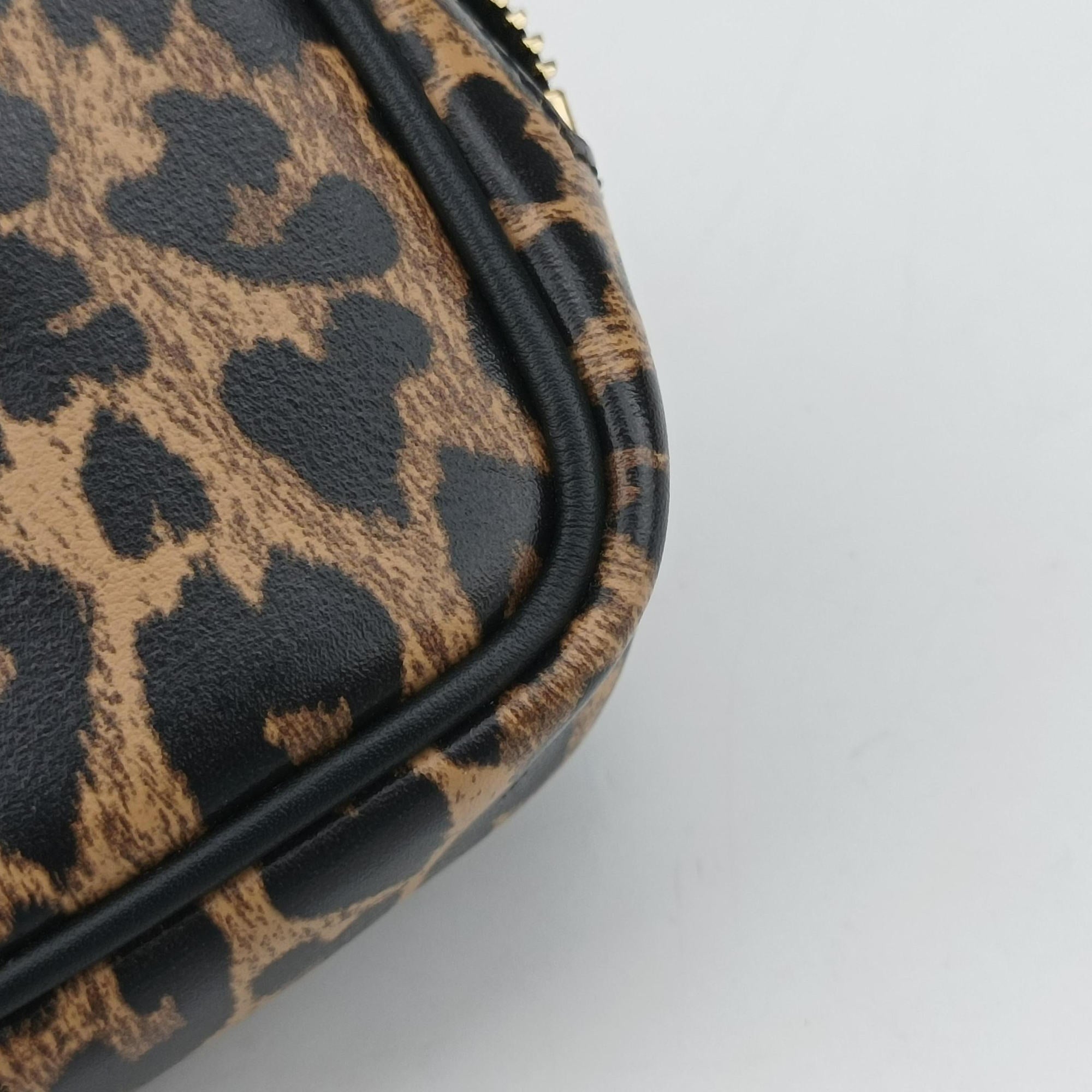 Pre-owned Yves Saint Laurent Baby Lou Leopard Print Heart Black×Brown Leather 650170 shoulderbag | stylenewstar