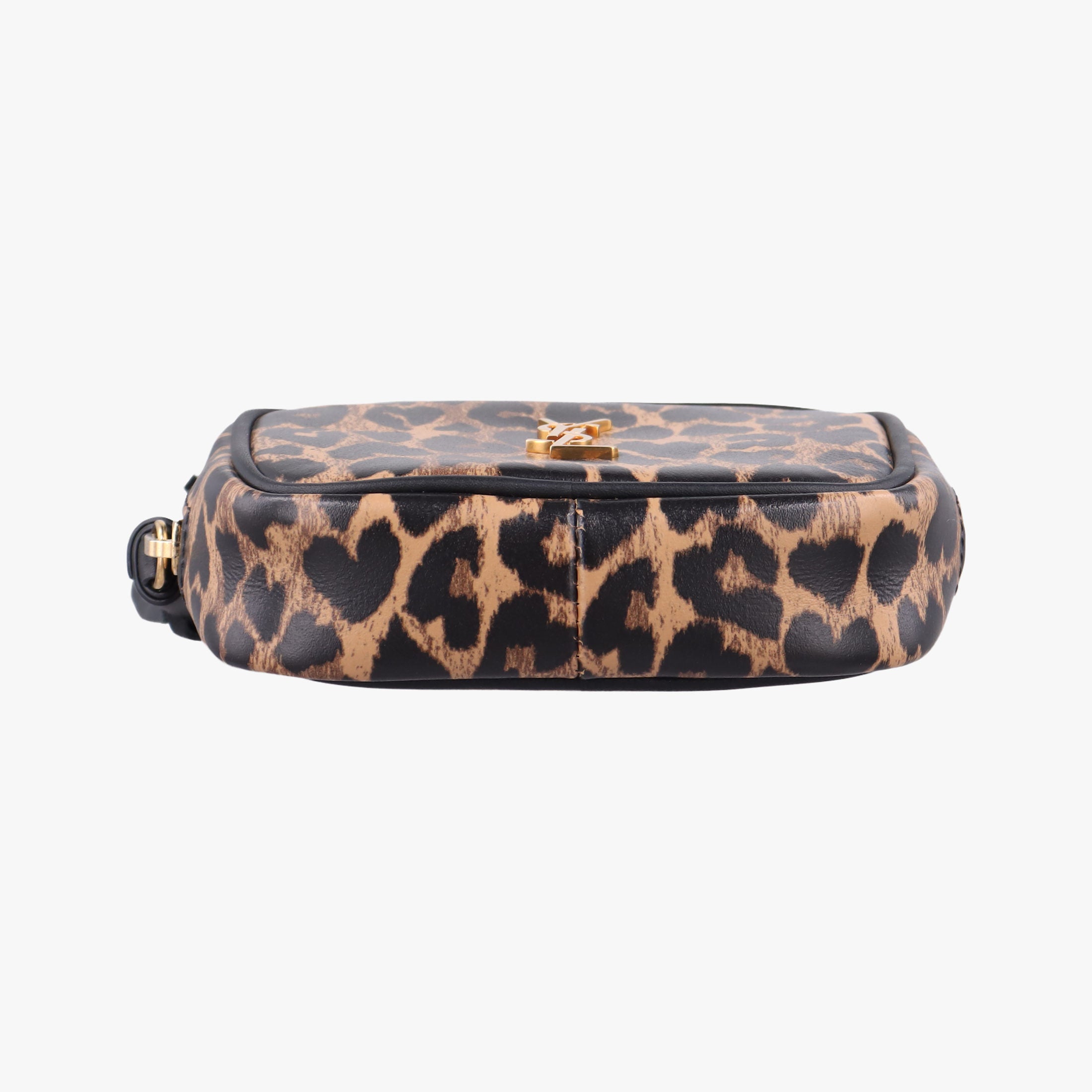 Pre-owned Yves Saint Laurent Baby Lou Leopard Print Heart Black×Brown Leather 650170 shoulderbag | stylenewstar