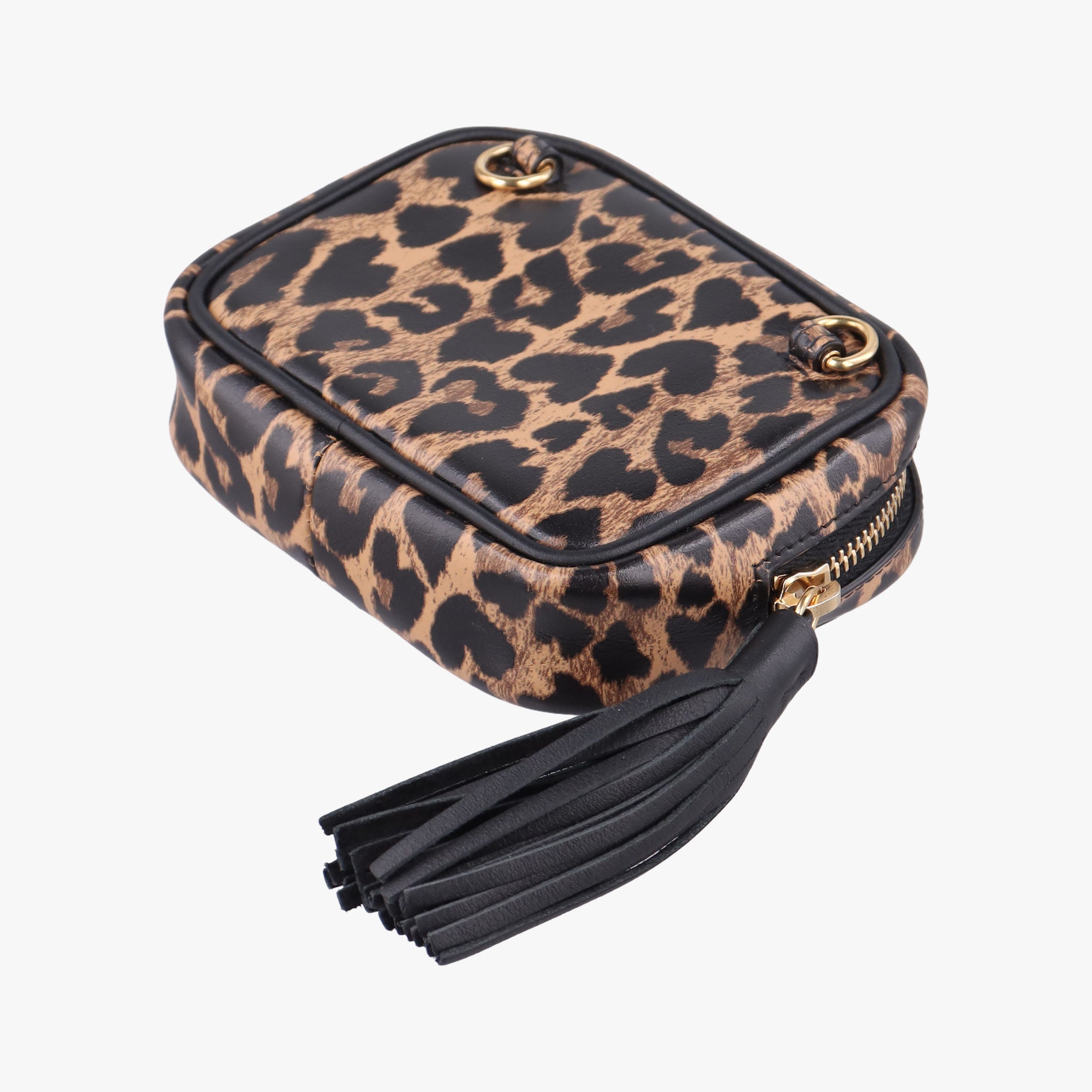 Pre-owned Yves Saint Laurent Baby Lou Leopard Print Heart Black×Brown Leather 650170 shoulderbag | stylenewstar