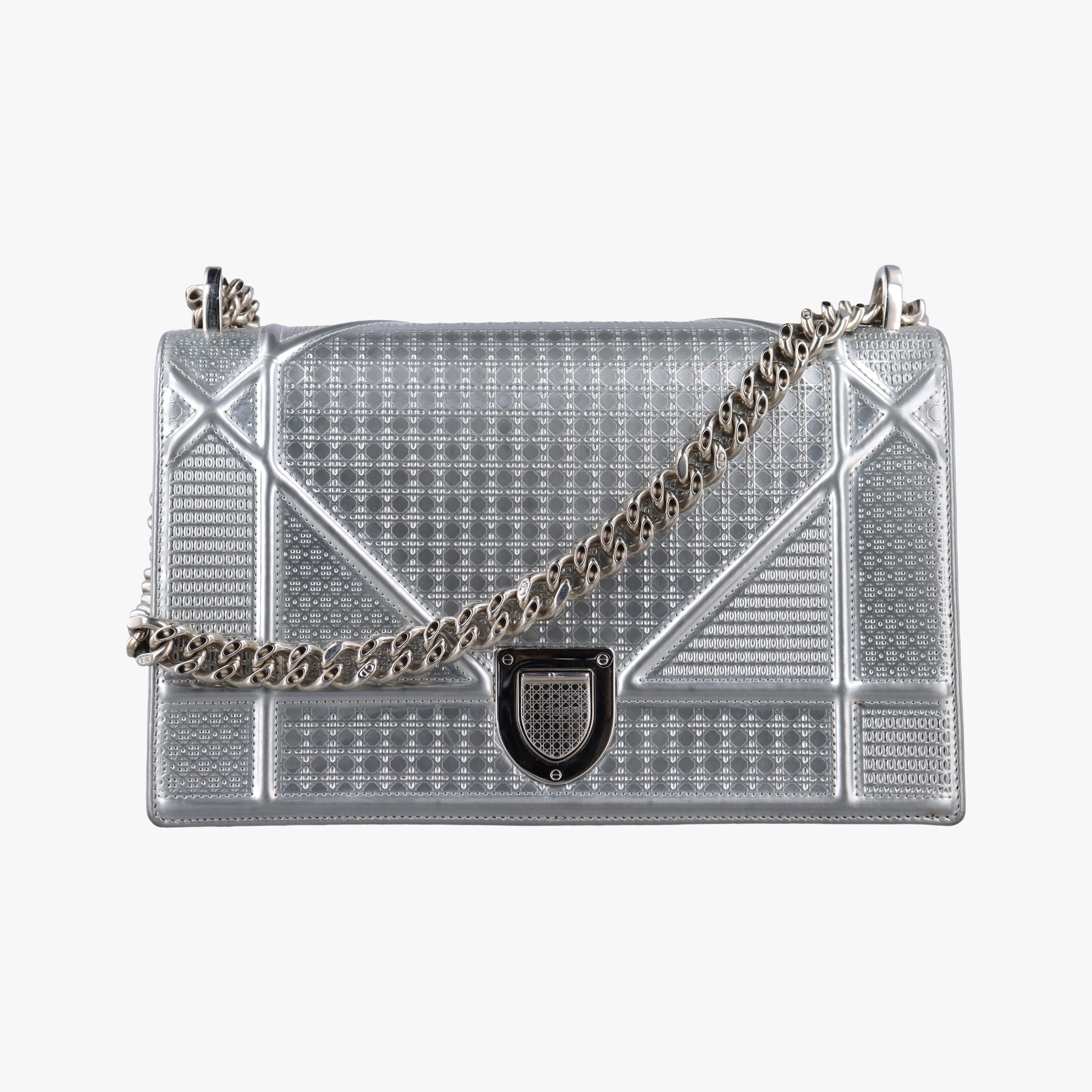 Pre-owned Christian Dior Diorama Silver Leather  shoulderbag | stylenewstar