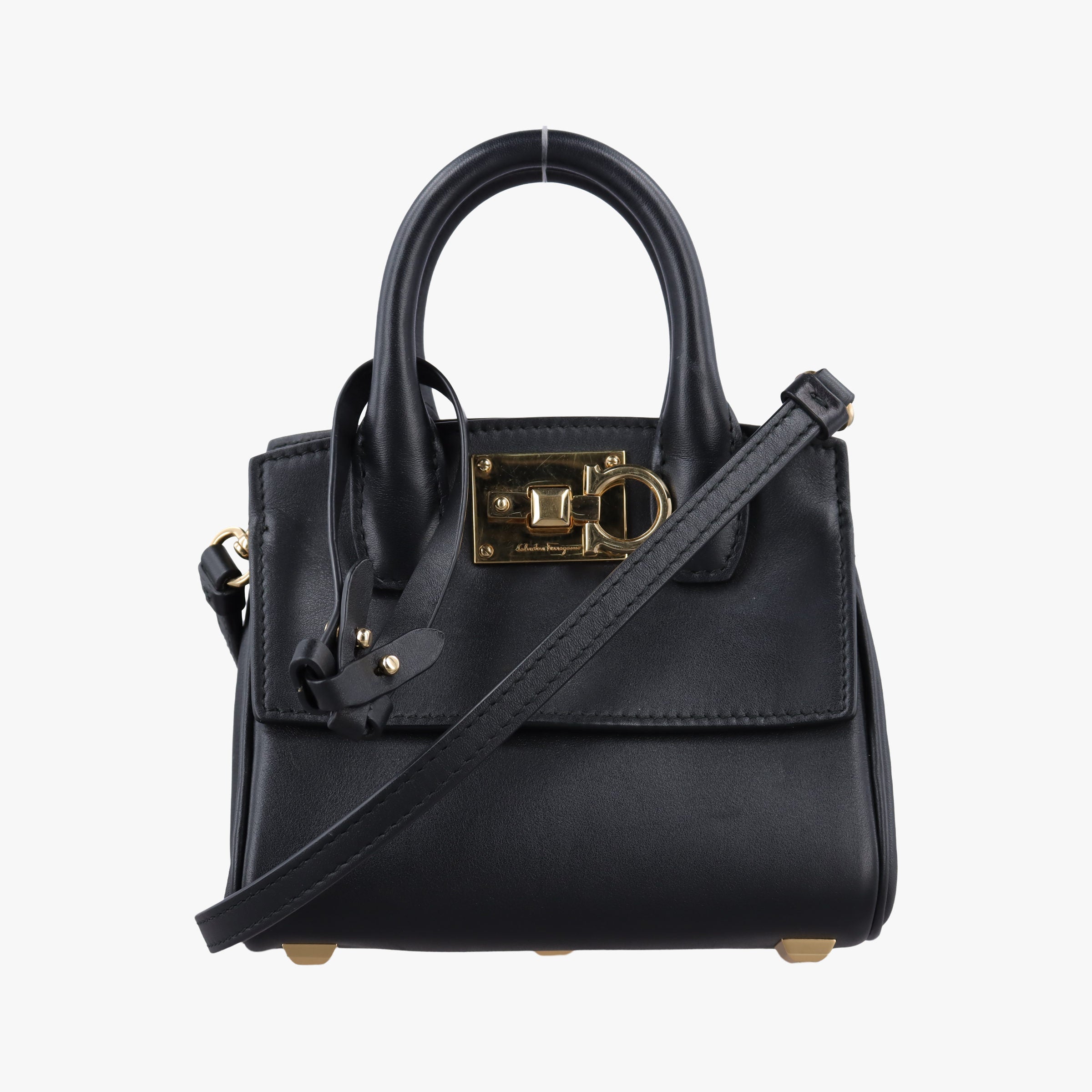 Pre-owned Ferragamo Studio Black Leather  shoulderbag | stylenewstar