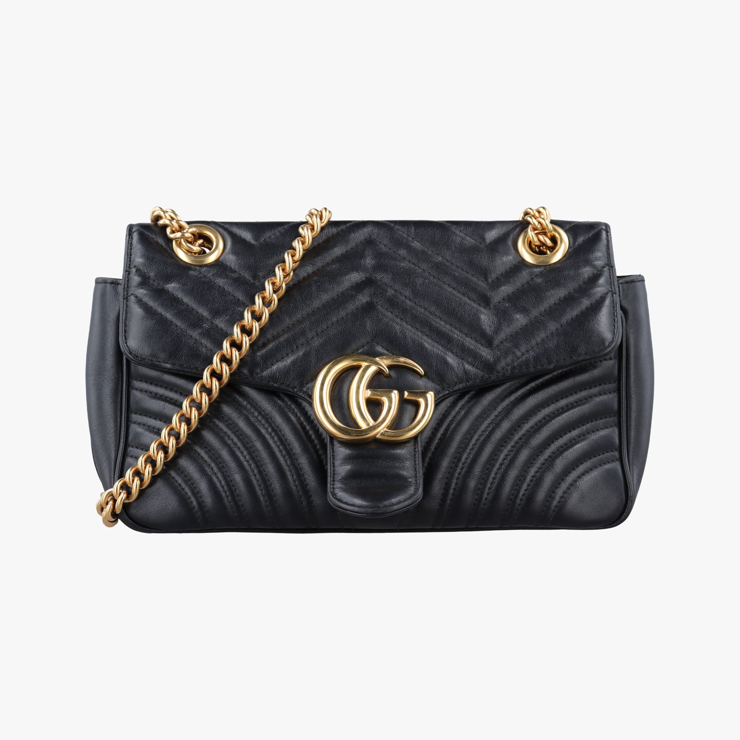 Pre-owned Gucci GG Marmont Black Leather 443497 shoulderbag | stylenewstar