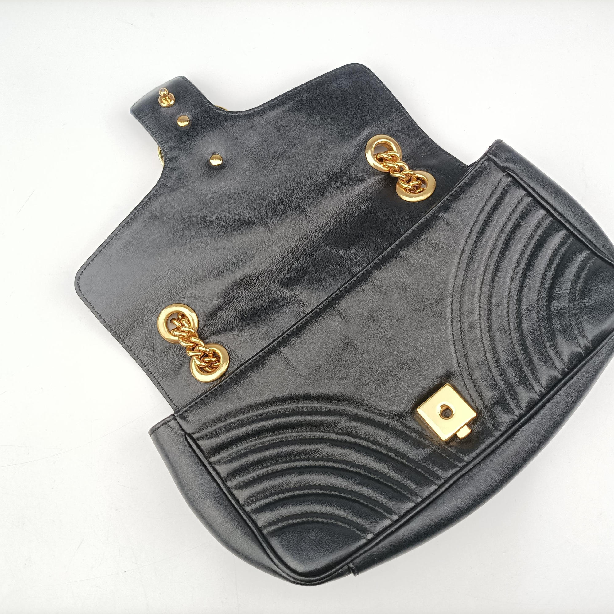 Pre-owned Gucci GG Marmont Black Leather 443497 shoulderbag | stylenewstar