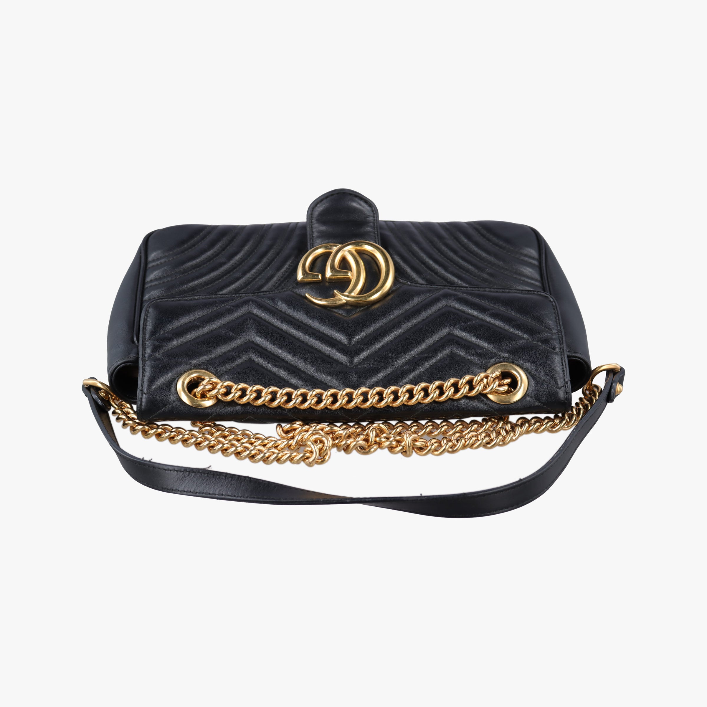 Pre-owned Gucci GG Marmont Black Leather 443497 shoulderbag | stylenewstar