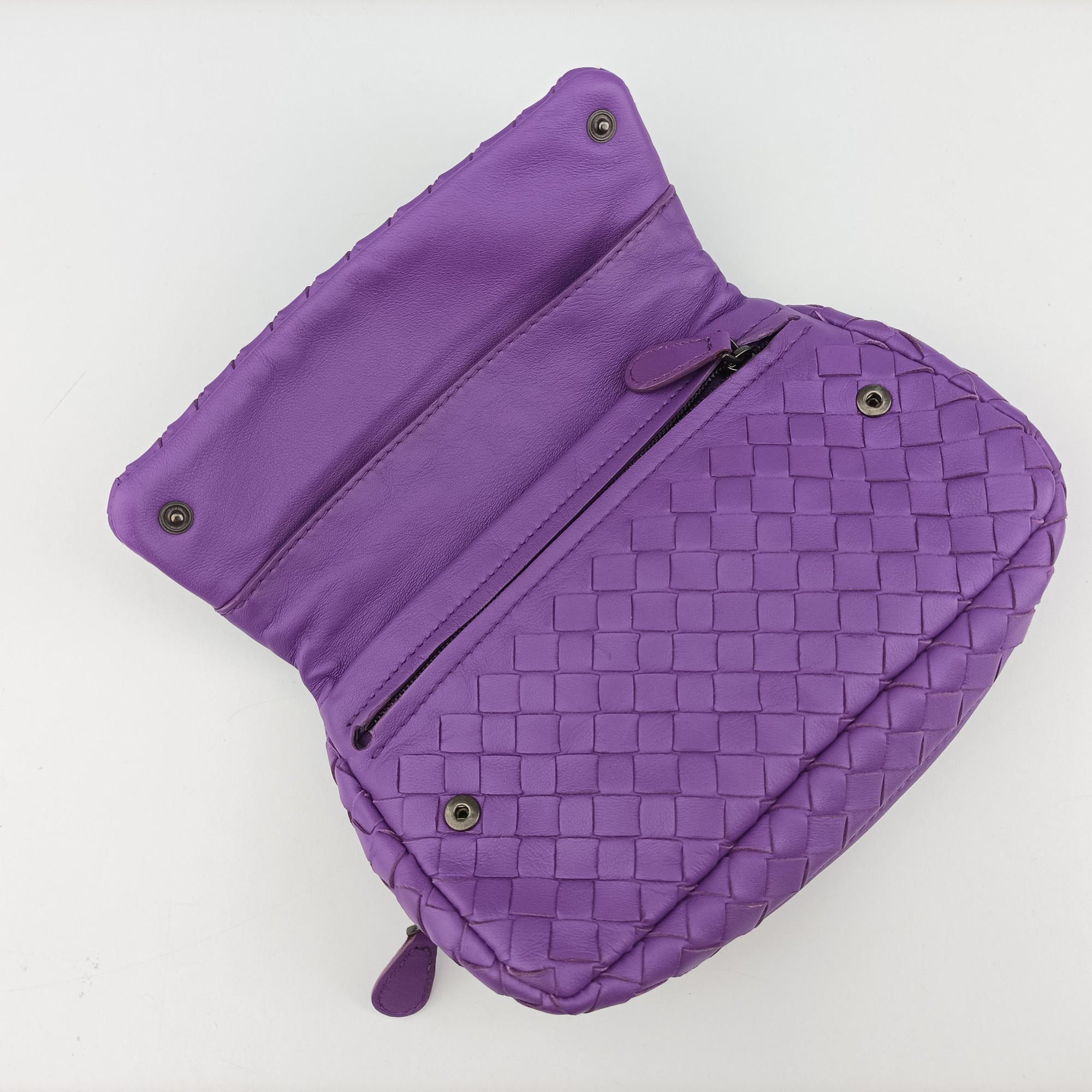 Pre-owned Bottega Veneta Intrecciato Purple lambskin  shoulderbag | stylenewstar