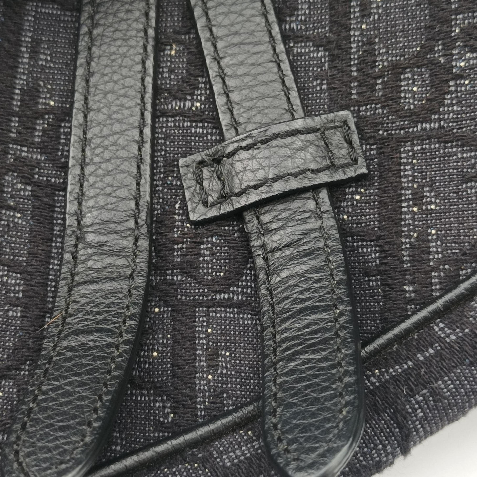Vintage Christian Dior Saddle Black Jacquard×Leather 1ADPO093YKY shoulderbag | stylenewstar
