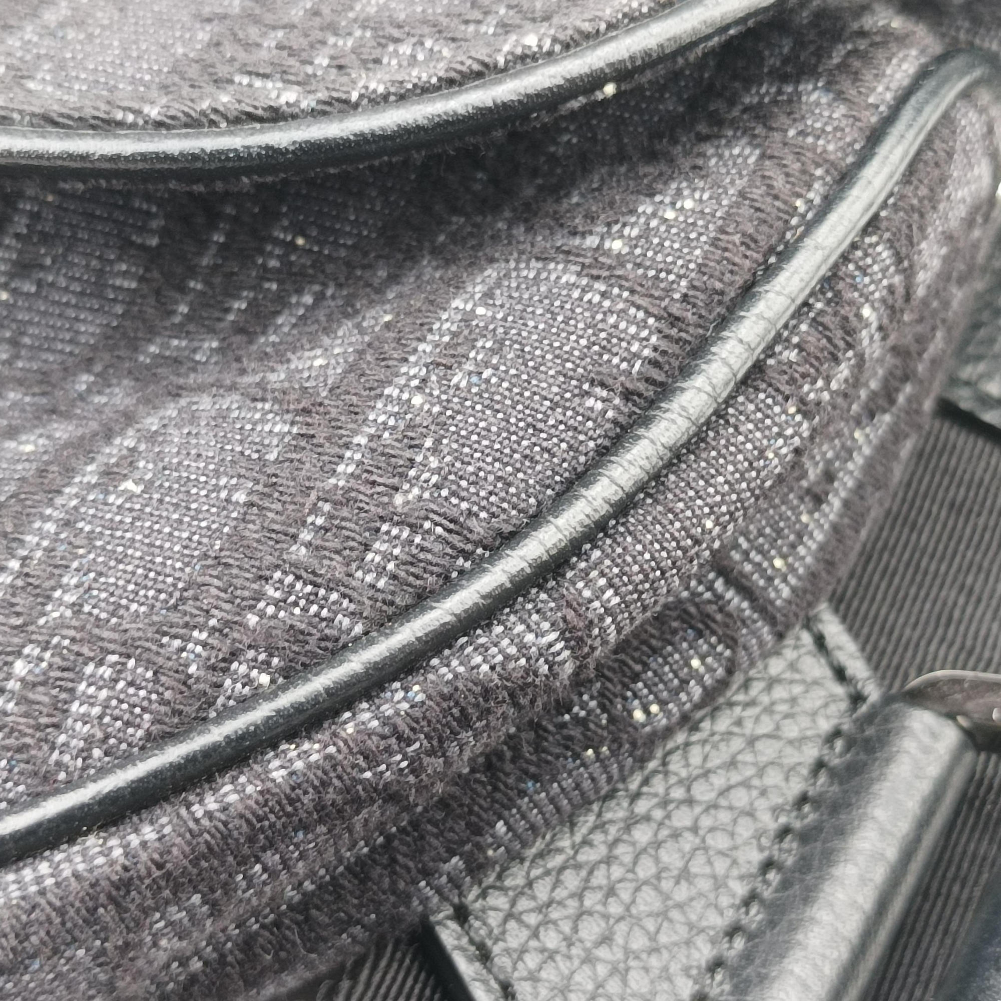 Vintage Christian Dior Saddle Black Jacquard×Leather 1ADPO093YKY shoulderbag | stylenewstar