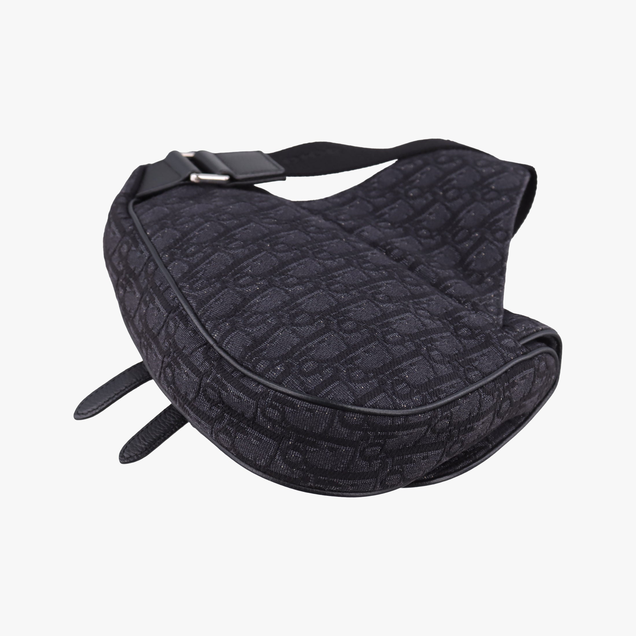 Vintage Christian Dior Saddle Black Jacquard×Leather 1ADPO093YKY shoulderbag | stylenewstar