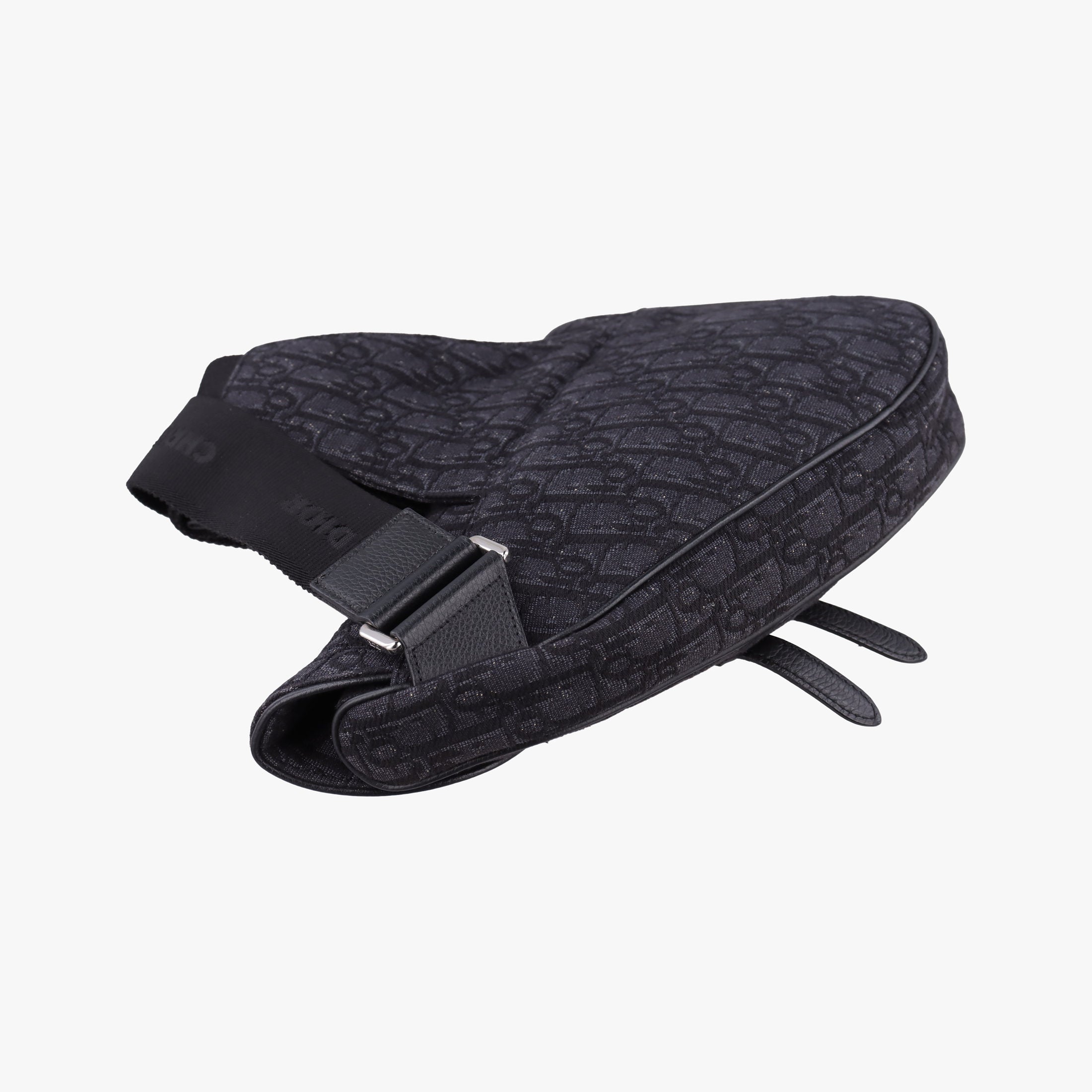 Vintage Christian Dior Saddle Black Jacquard×Leather 1ADPO093YKY shoulderbag | stylenewstar