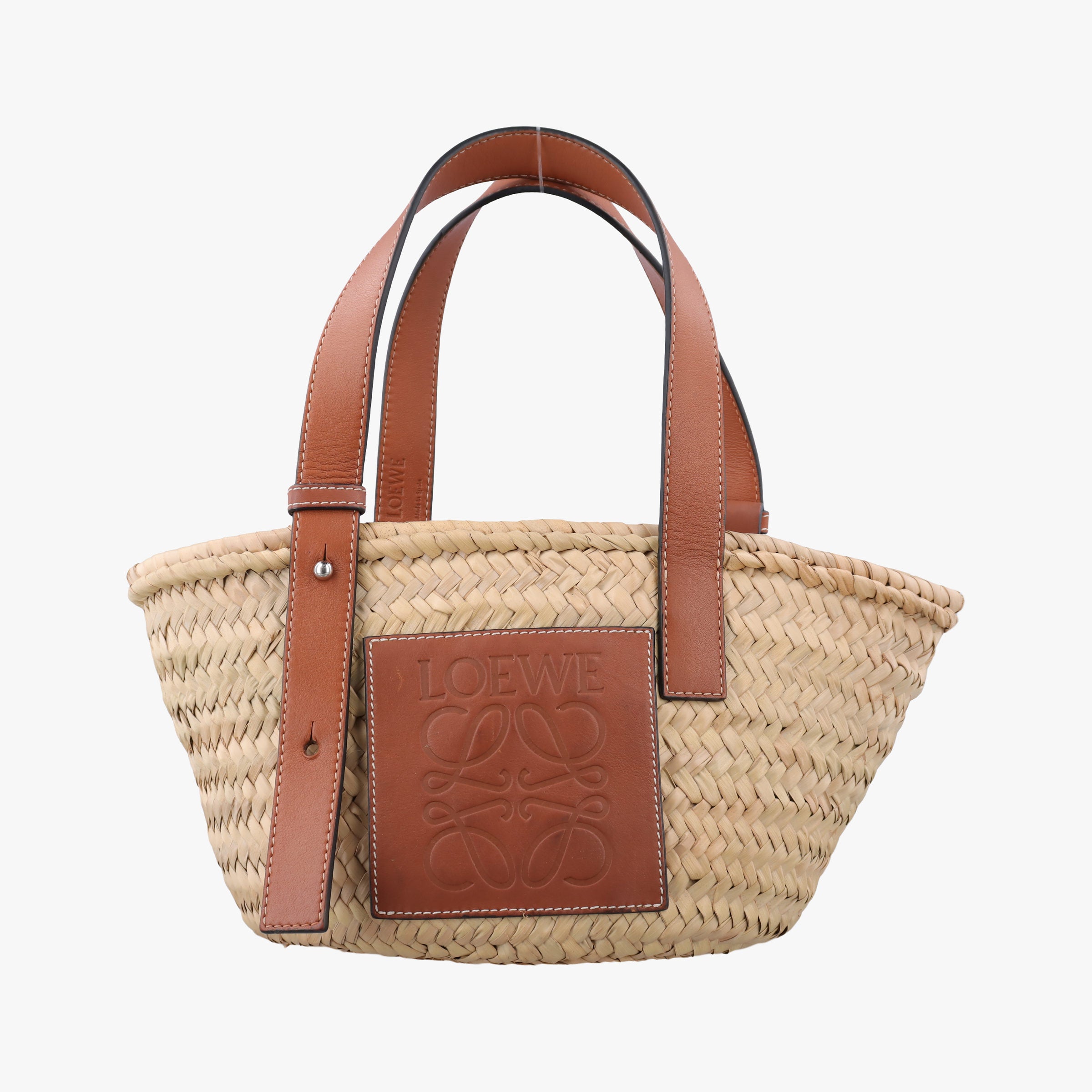 Vintage Loewe basket Beige×Brown Leather × Raffia  handbag | stylenewstar