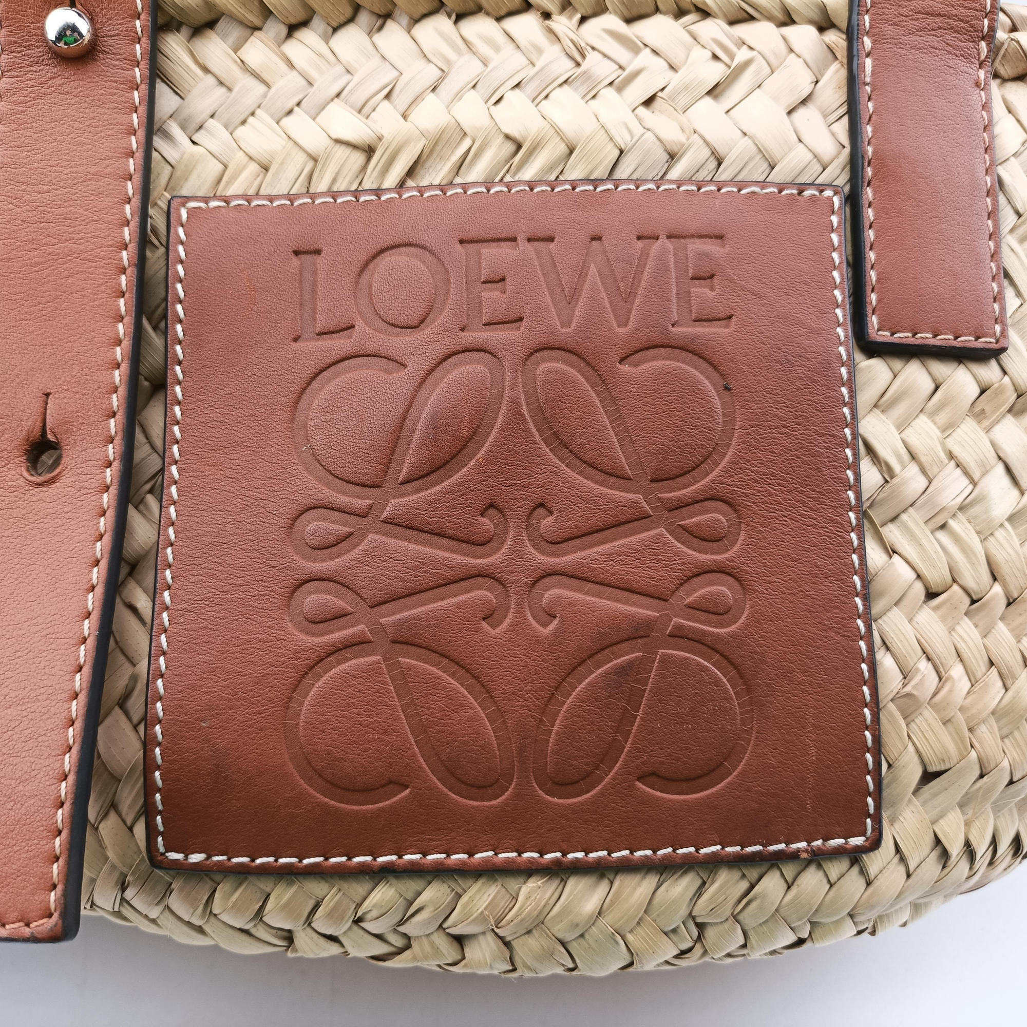 Vintage Loewe basket Beige×Brown Leather × Raffia  handbag | stylenewstar