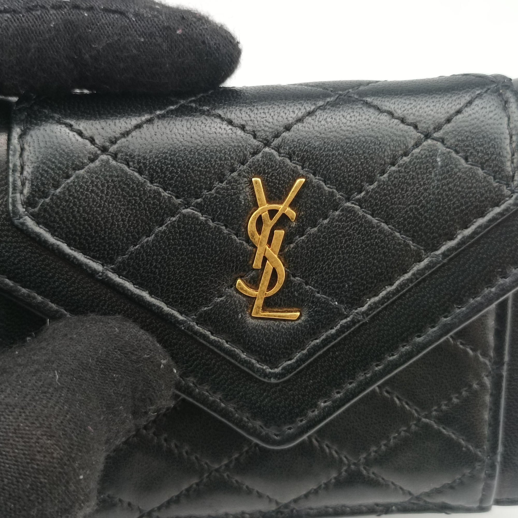 Pre-owned Yves Saint Laurent Gaby Micro Black Leather 685612 shoulderbag | stylenewstar