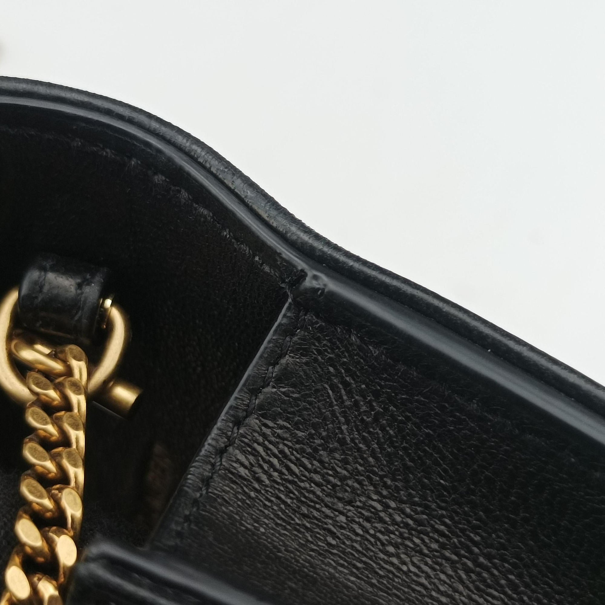 Pre-owned Yves Saint Laurent Gaby Micro Black Leather 685612 shoulderbag | stylenewstar