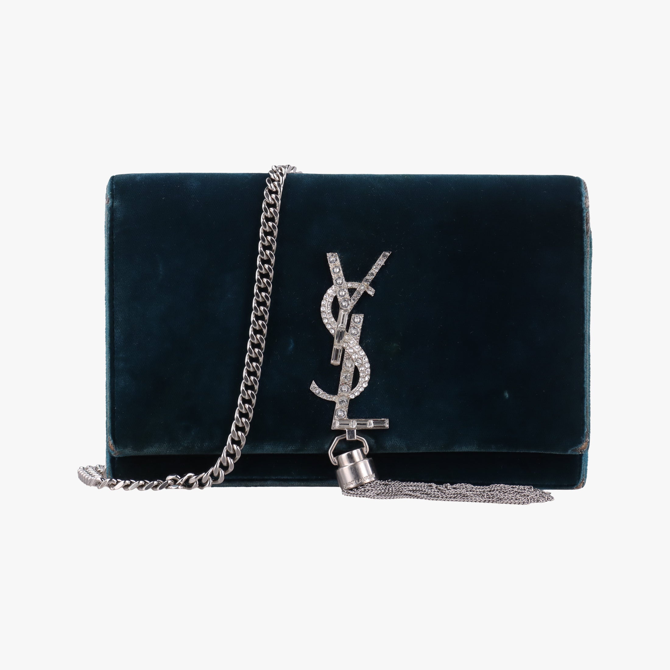 Secondhand Yves Saint Laurent KATE Green velour 491521 shoulderbag | stylenewstar