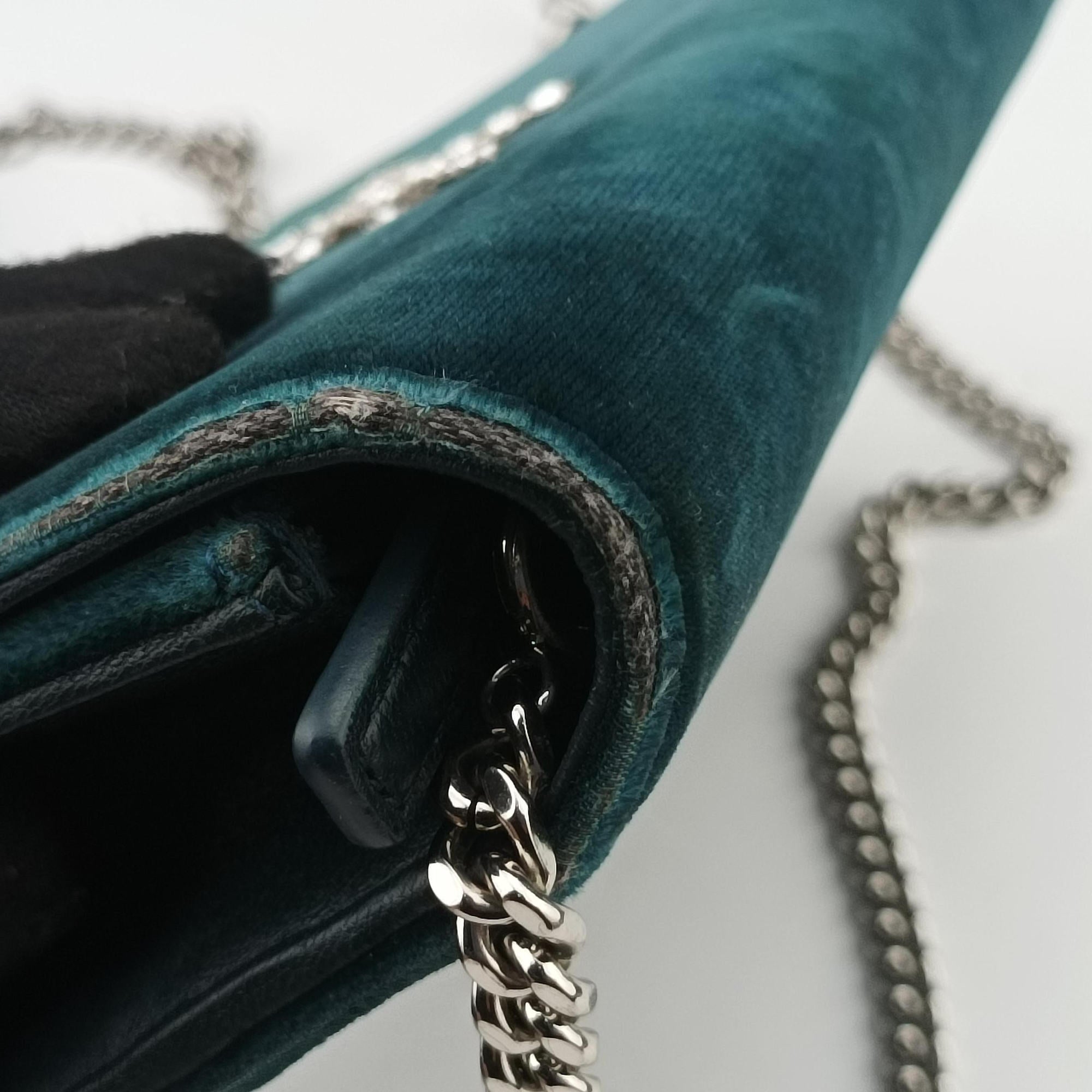 Secondhand Yves Saint Laurent KATE Green velour 491521 shoulderbag | stylenewstar