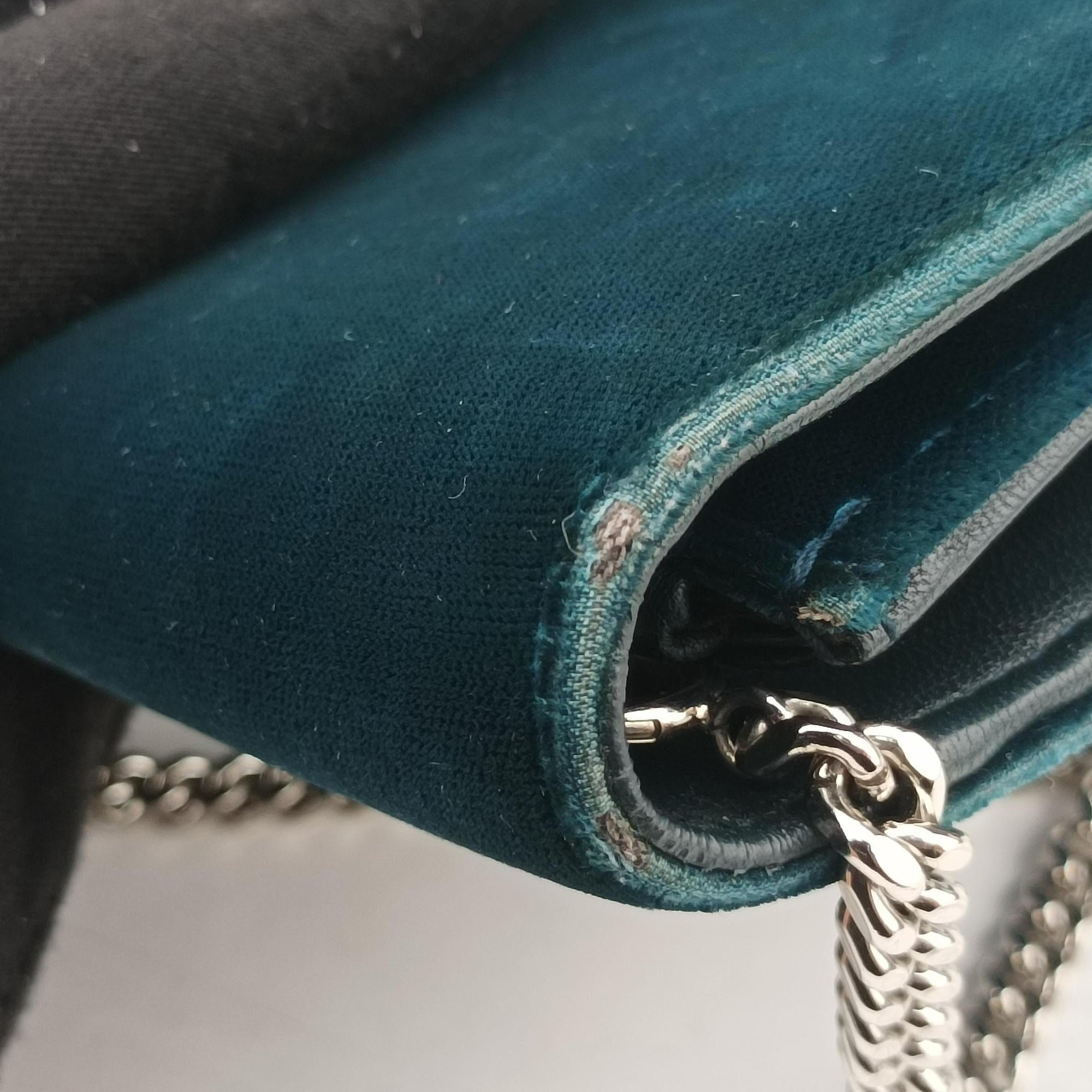 Secondhand Yves Saint Laurent KATE Green velour 491521 shoulderbag | stylenewstar