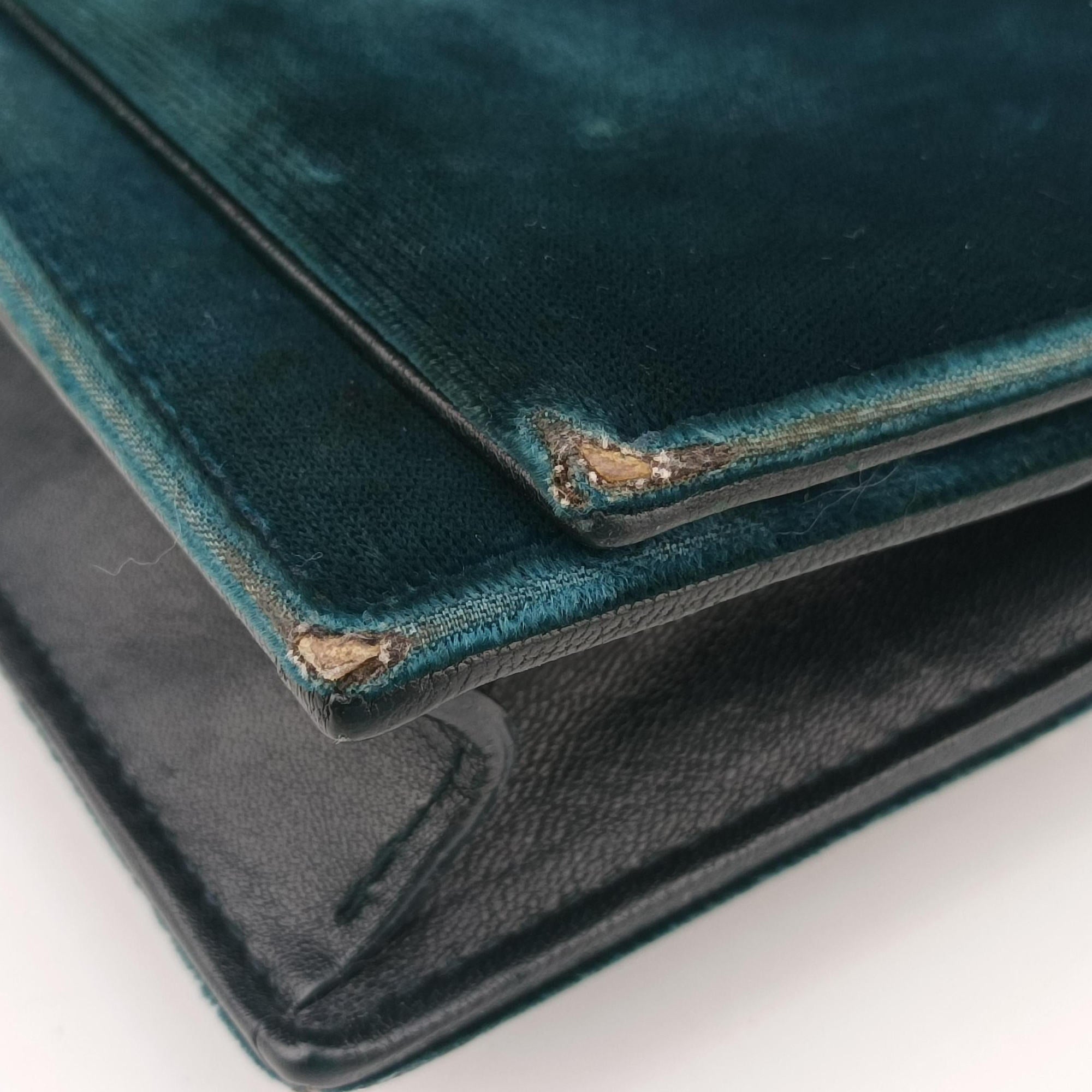 Secondhand Yves Saint Laurent KATE Green velour 491521 shoulderbag | stylenewstar