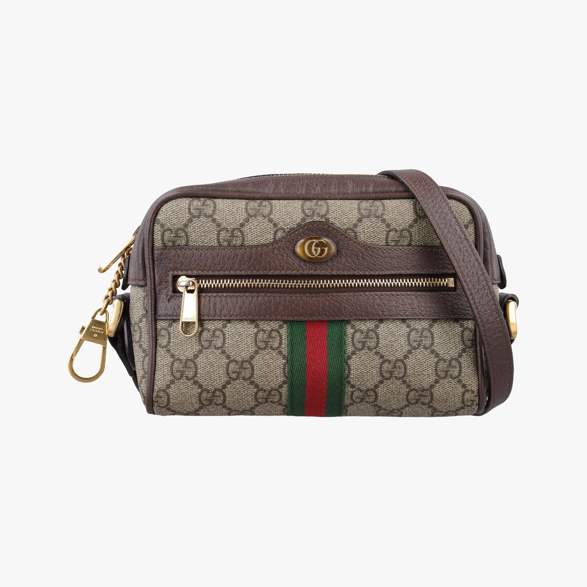 Secondhand Gucci OPHIDIA Brown×red×green PVC coated canvas×Leather 517350 shoulderbag | stylenewstar