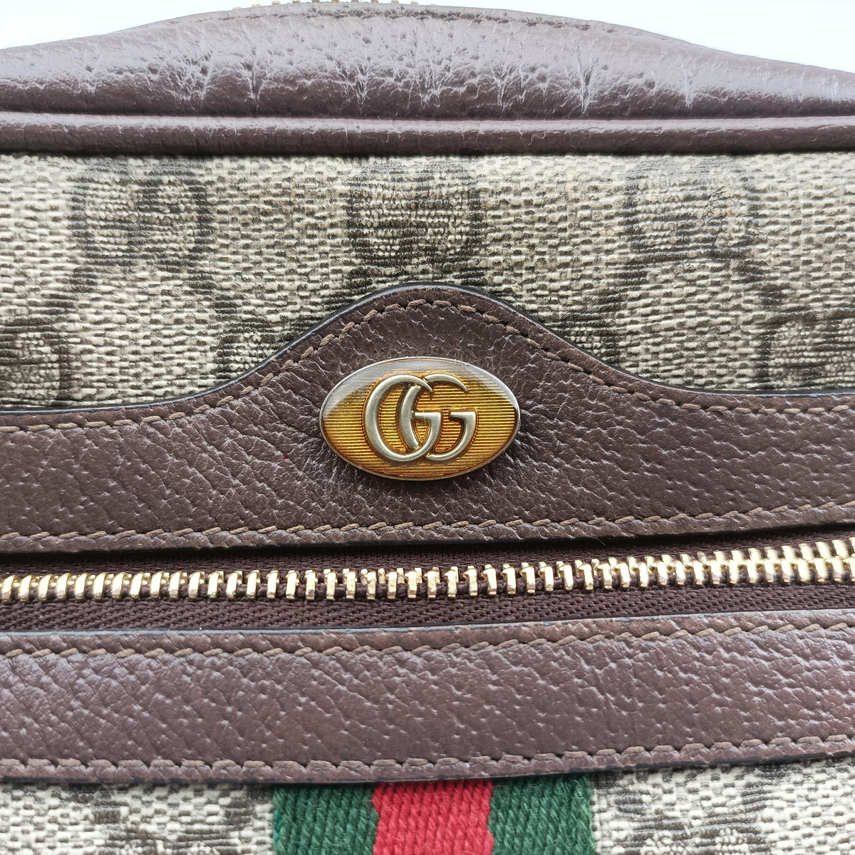 Secondhand Gucci OPHIDIA Brown×red×green PVC coated canvas×Leather 517350 shoulderbag | stylenewstar
