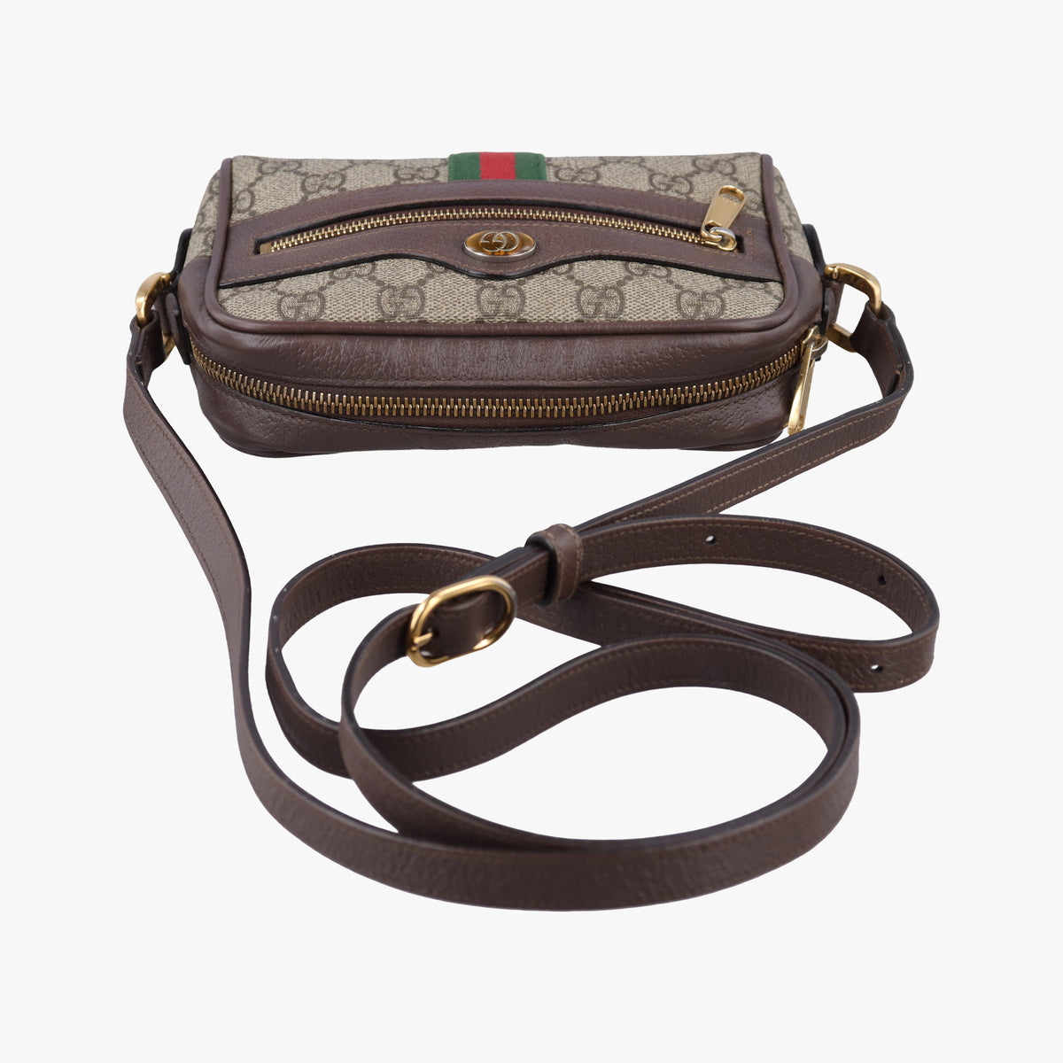 Secondhand Gucci OPHIDIA Brown×red×green PVC coated canvas×Leather 517350 shoulderbag | stylenewstar