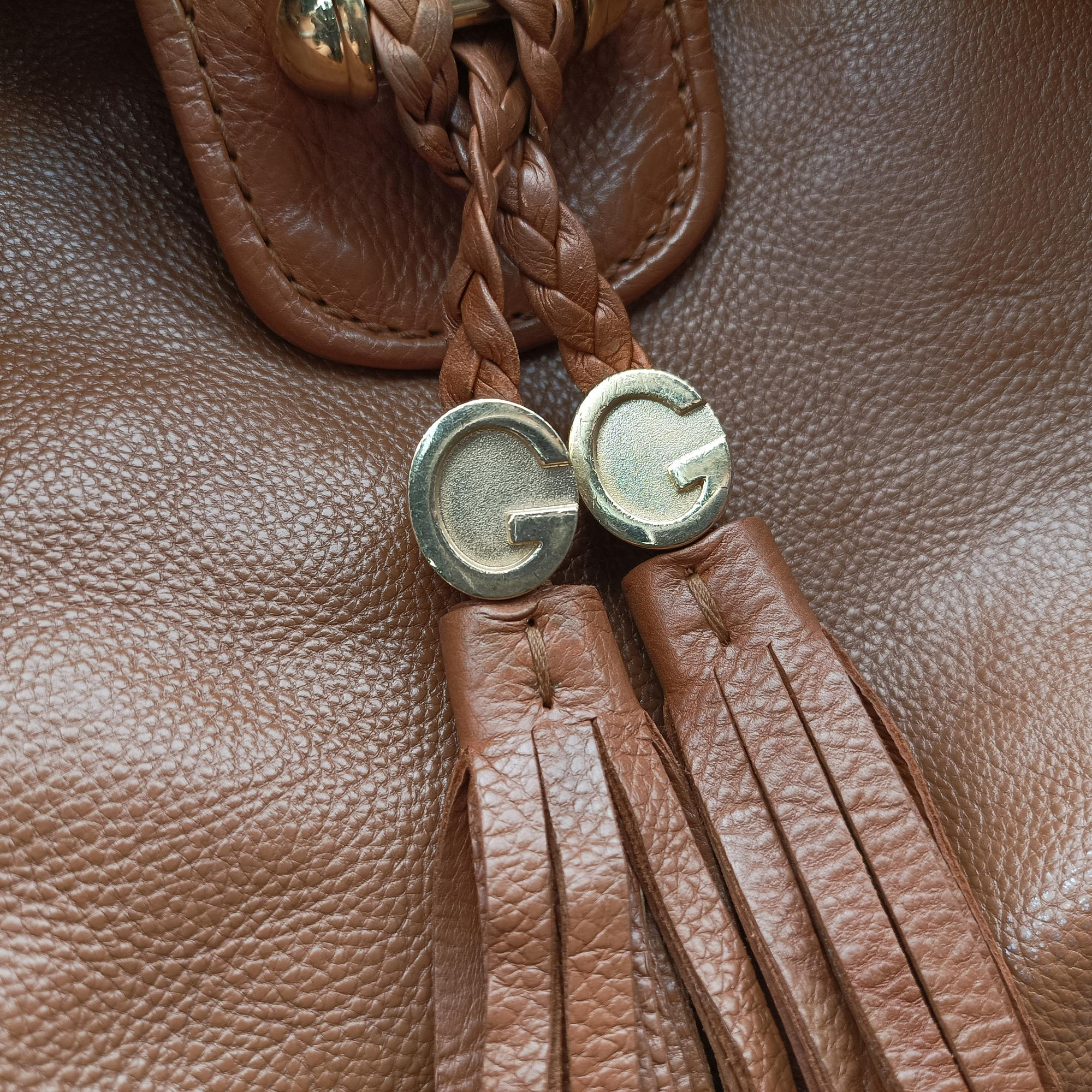 Pre-owned Gucci Marrakech Large Hobo Brown leather 257029 shoulderbag | stylenewstar