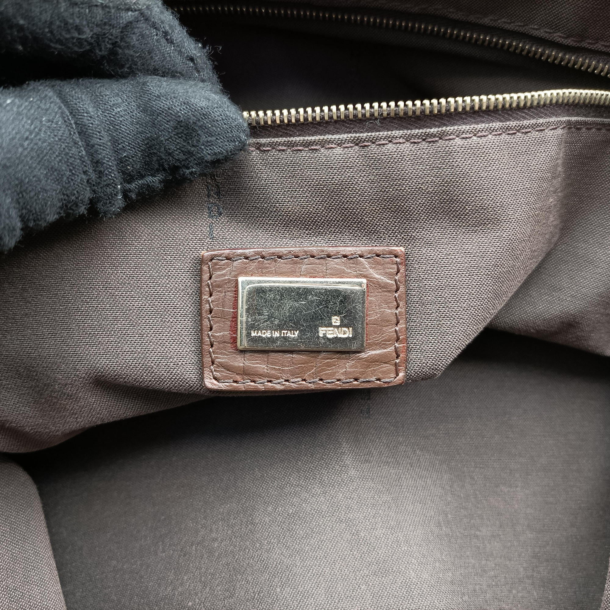 Pre-owned Fendi Zucchino Brown canvas×leather 8BN188 shoulderbag | stylenewstar