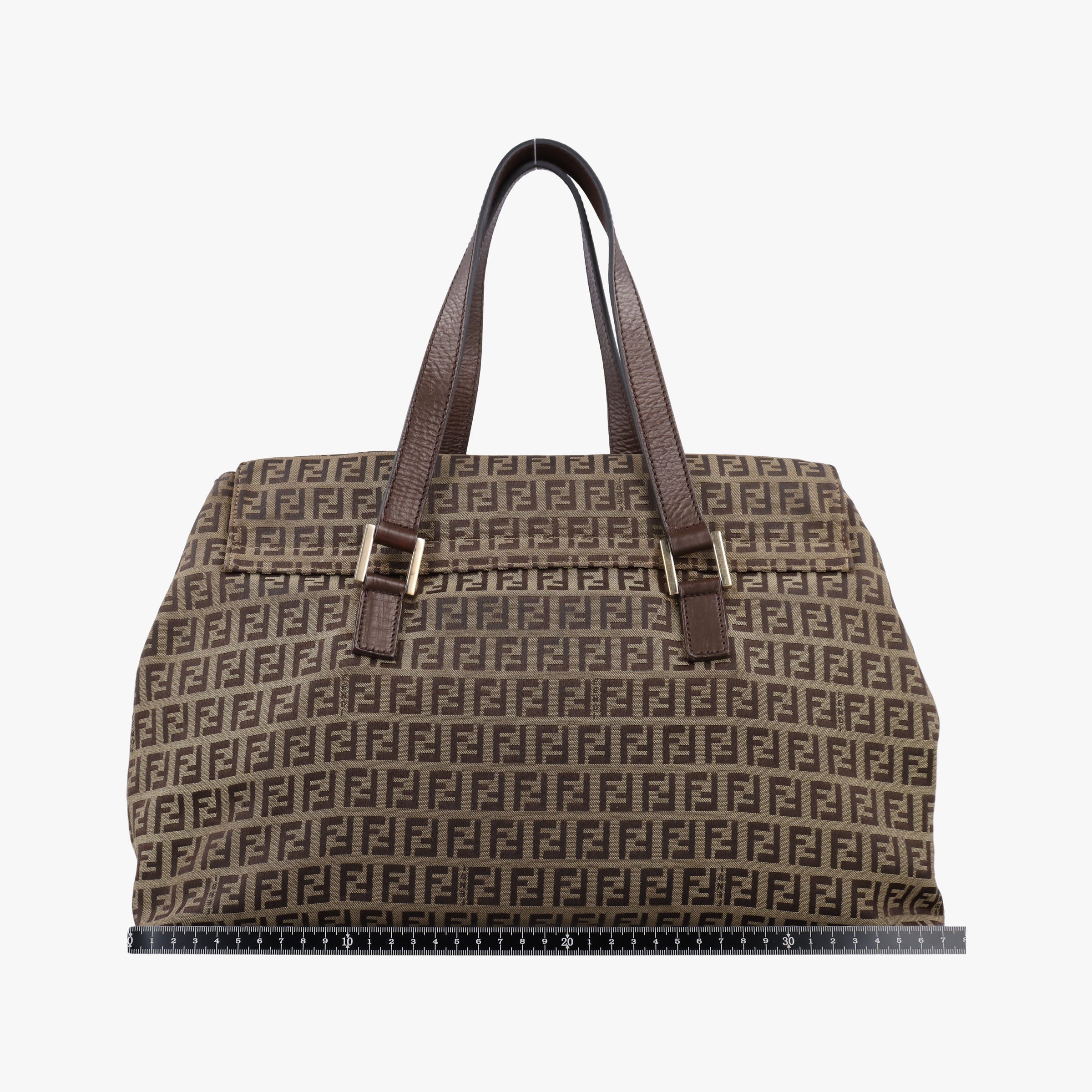 Pre-owned Fendi Zucchino Brown canvas×leather 8BN188 shoulderbag | stylenewstar