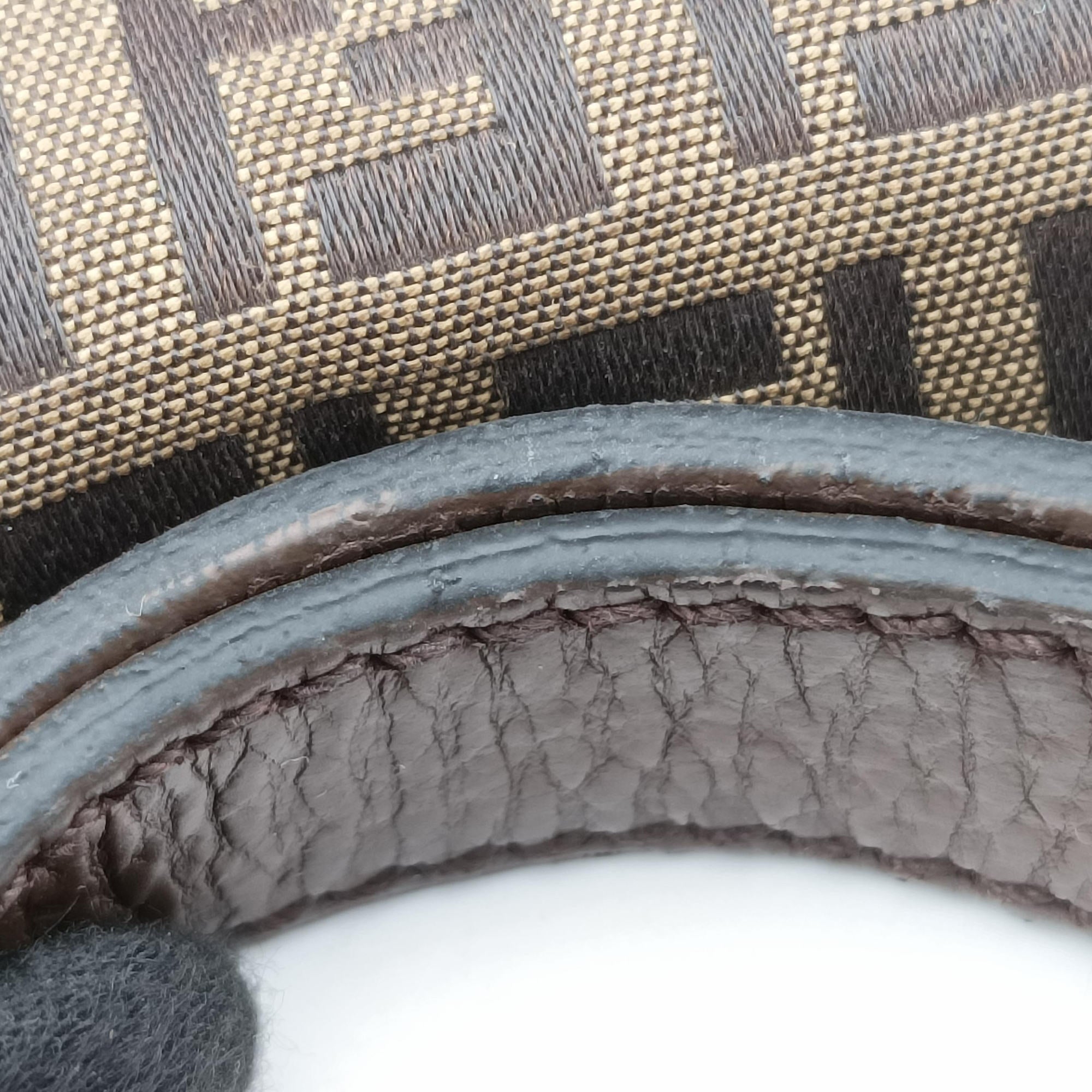 Pre-owned Fendi Zucchino Brown canvas×leather 8BN188 shoulderbag | stylenewstar