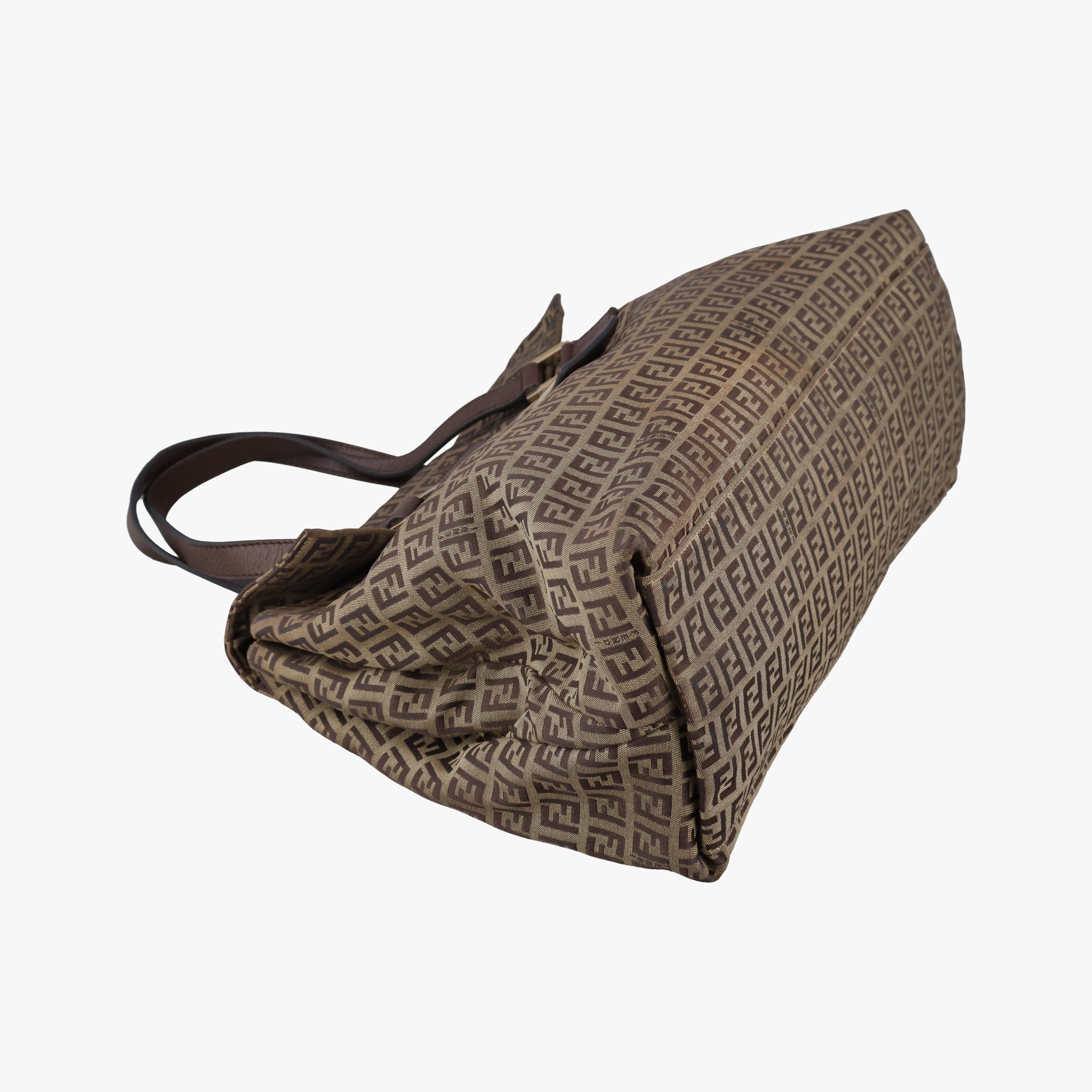 Pre-owned Fendi Zucchino Brown canvas×leather 8BN188 shoulderbag | stylenewstar