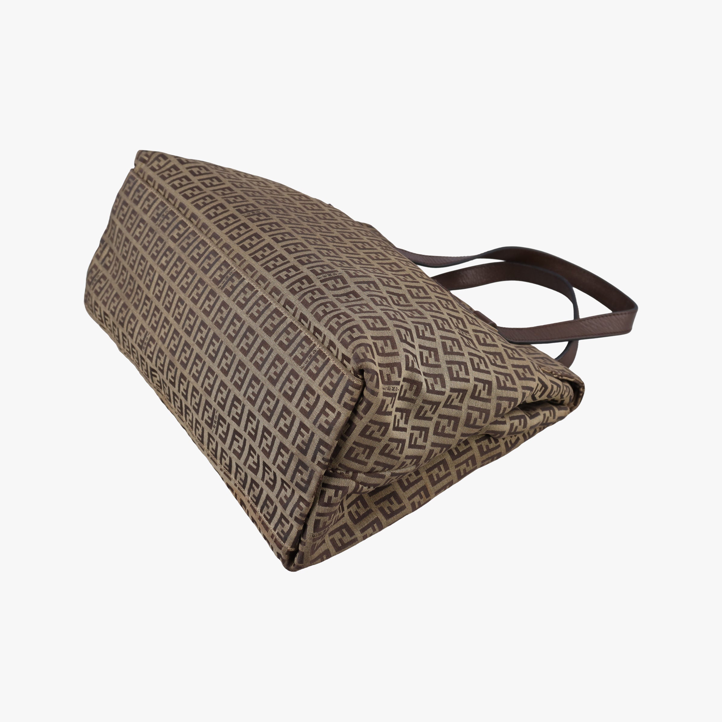 Pre-owned Fendi Zucchino Brown canvas×leather 8BN188 shoulderbag | stylenewstar