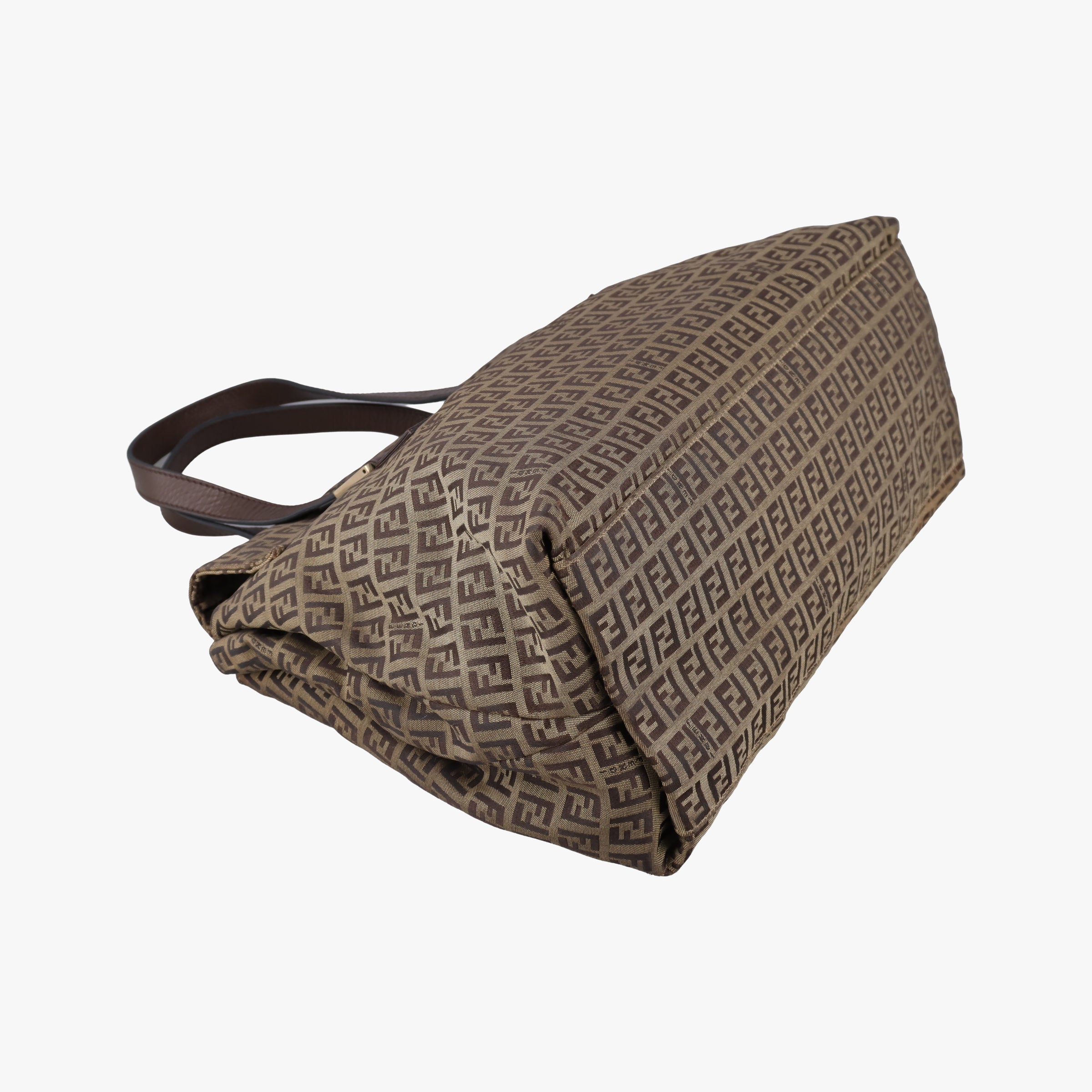 Pre-owned Fendi Zucchino Brown canvas×leather 8BN188 shoulderbag | stylenewstar