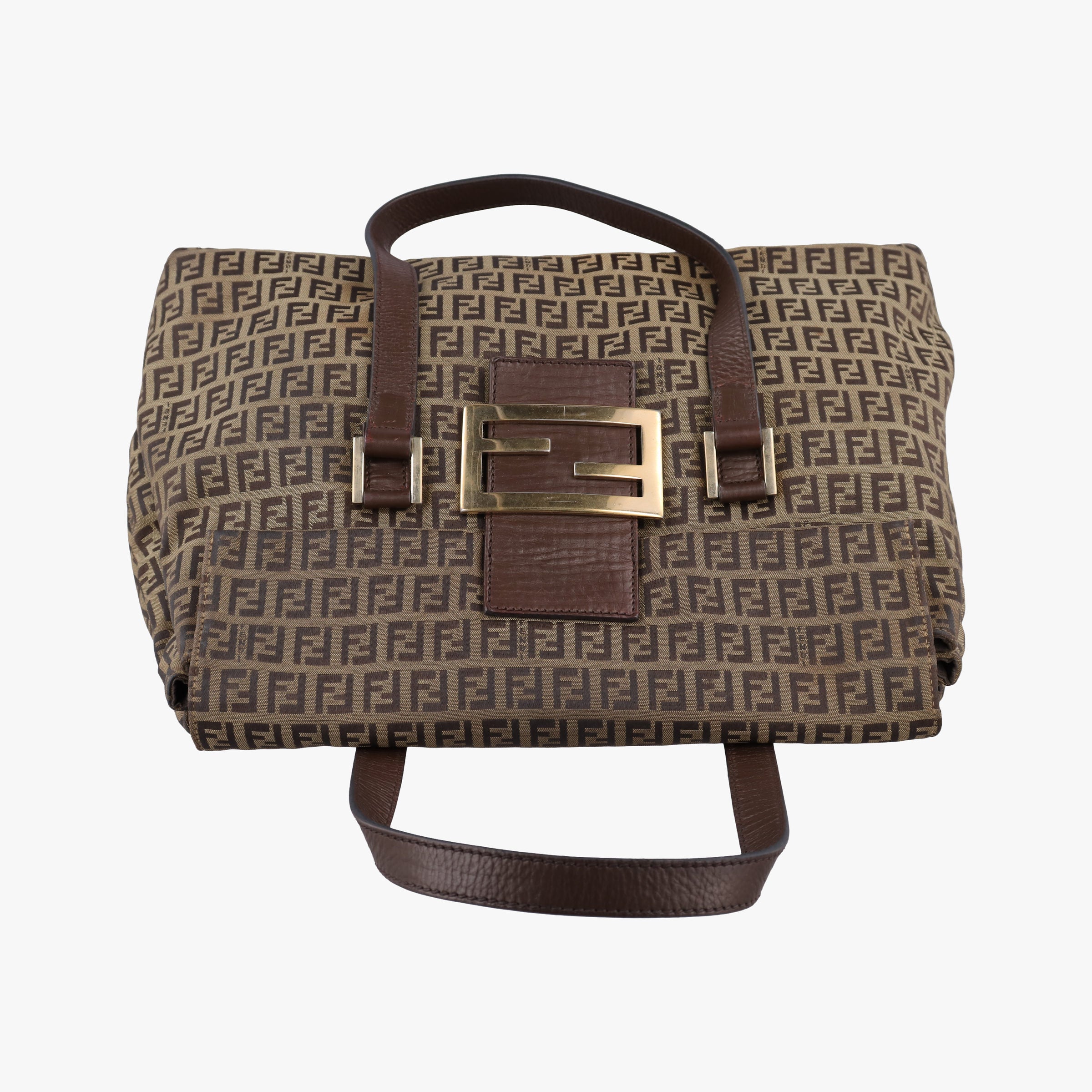 Pre-owned Fendi Zucchino Brown canvas×leather 8BN188 shoulderbag | stylenewstar