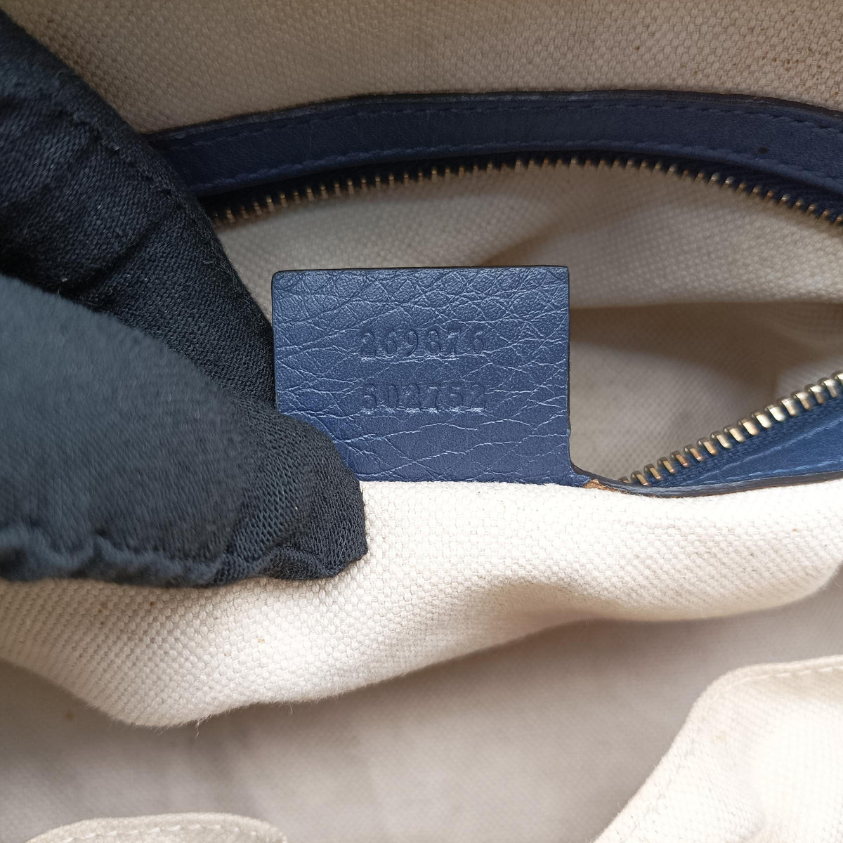 Pre-owned Gucci Sherry Line beigex blue xmulti canvas×leather 269876 shoulderbag | stylenewstar