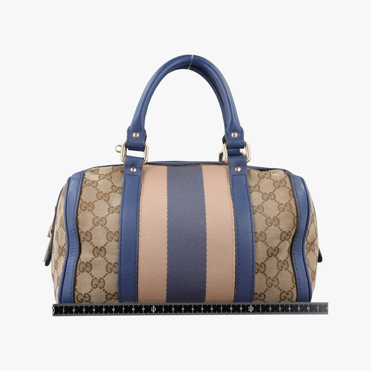 Pre-owned Gucci Sherry Line beigex blue xmulti canvas×leather 269876 shoulderbag | stylenewstar