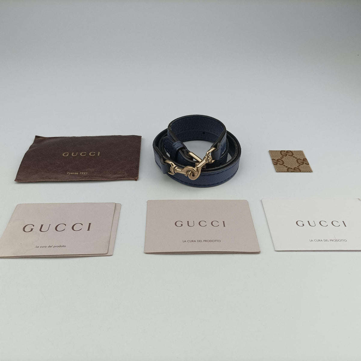 Pre-owned Gucci Sherry Line beigex blue xmulti canvas×leather 269876 shoulderbag | stylenewstar