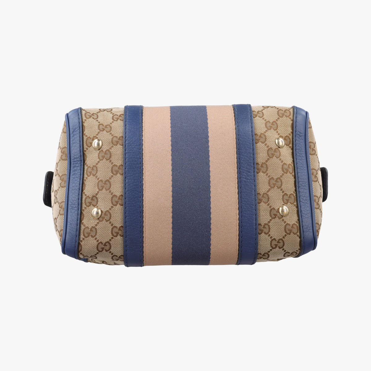 Pre-owned Gucci Sherry Line beigex blue xmulti canvas×leather 269876 shoulderbag | stylenewstar
