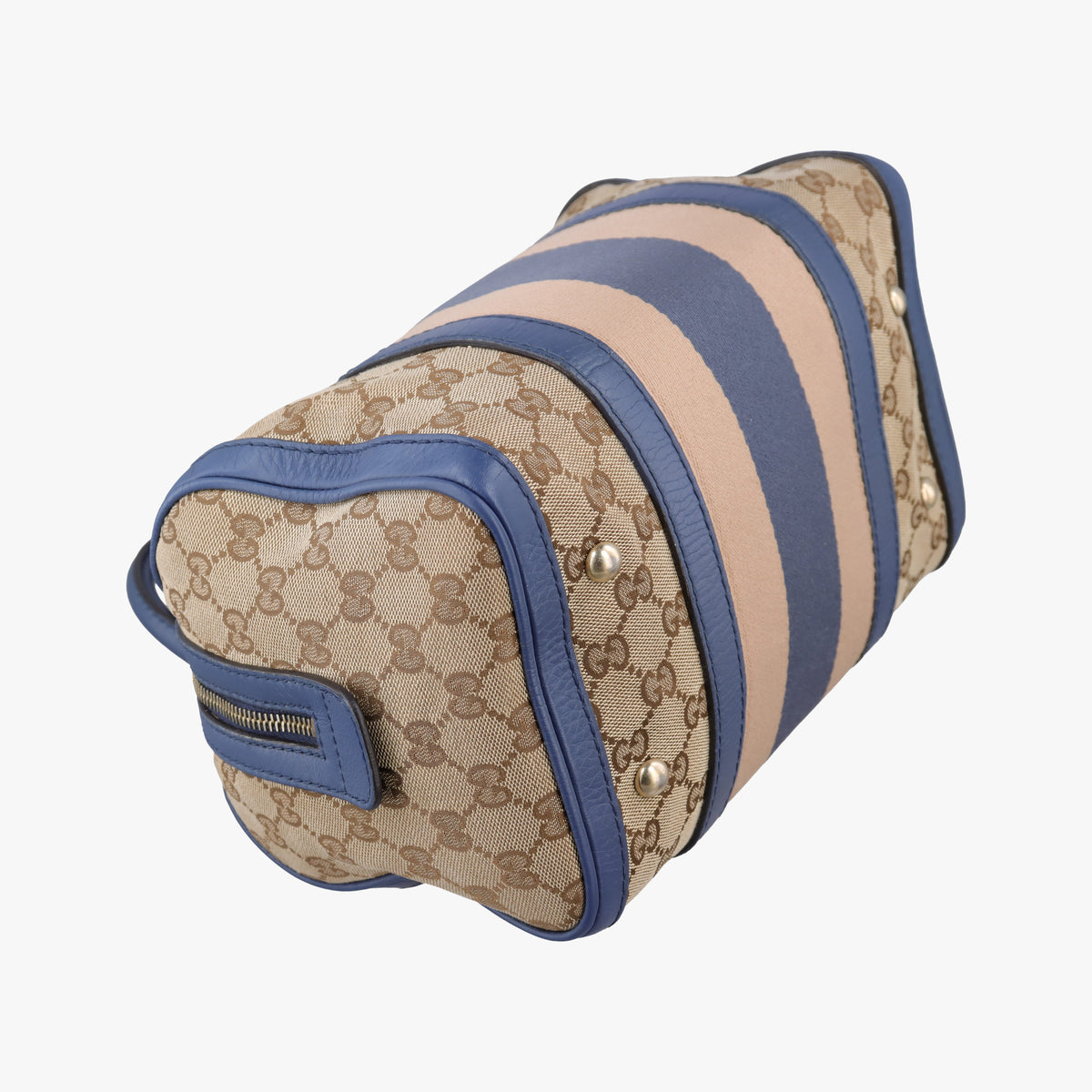 Pre-owned Gucci Sherry Line beigex blue xmulti canvas×leather 269876 shoulderbag | stylenewstar