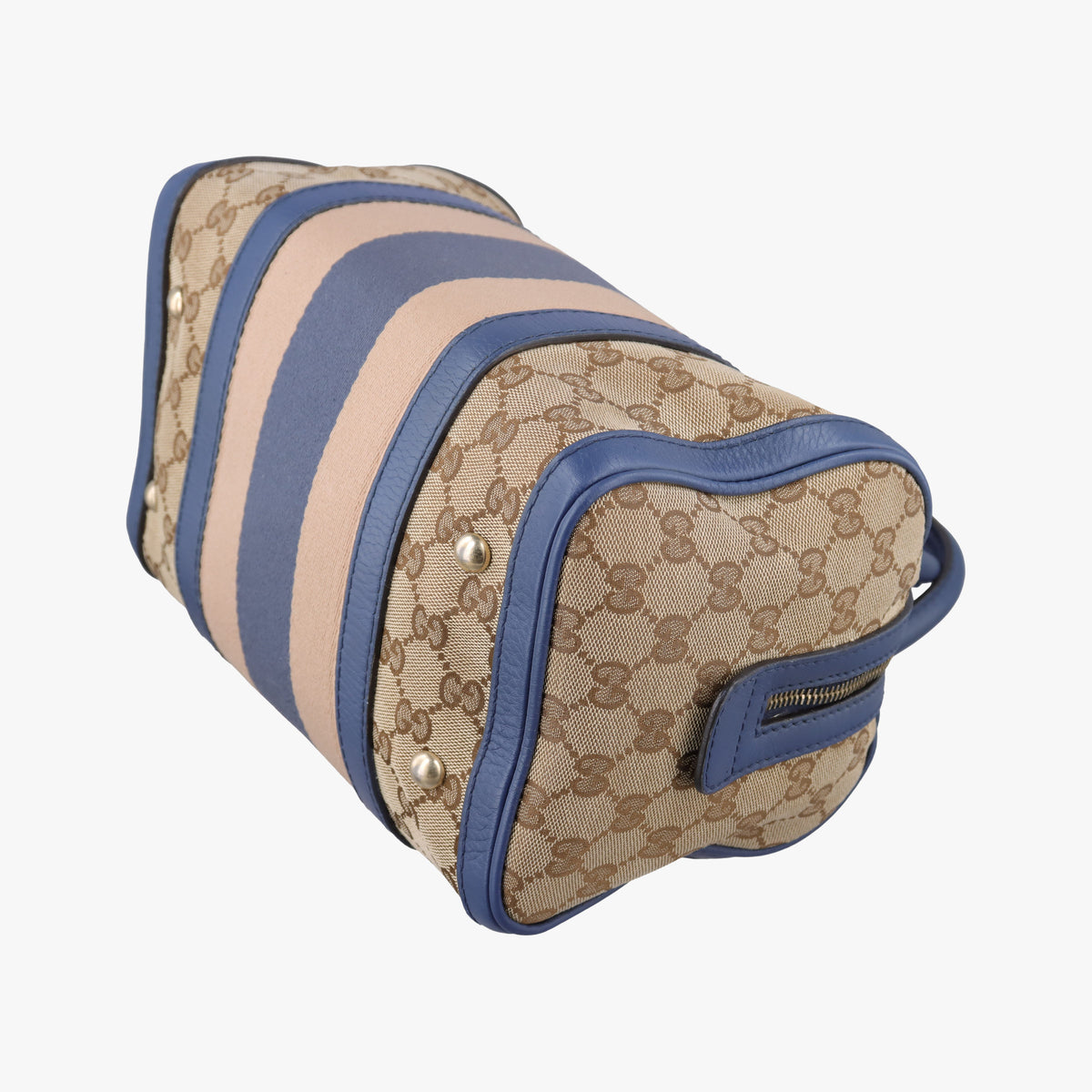 Pre-owned Gucci Sherry Line beigex blue xmulti canvas×leather 269876 shoulderbag | stylenewstar