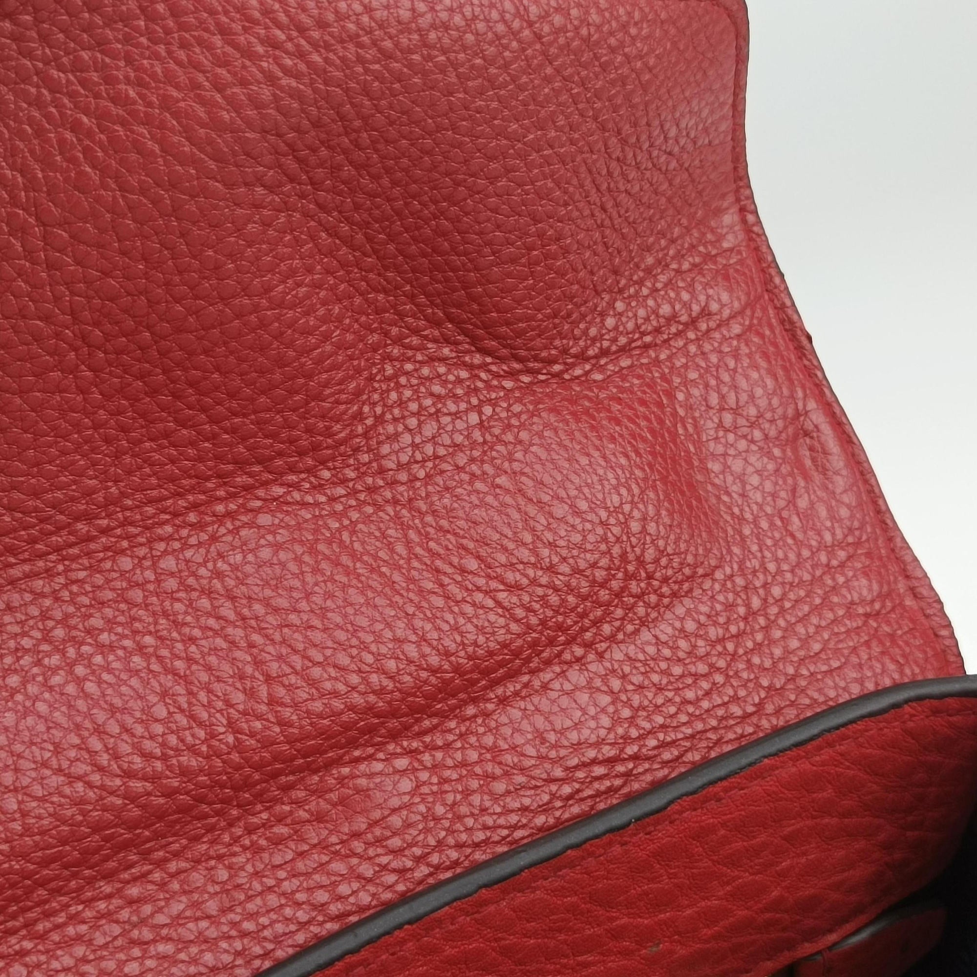 Pre-owned Prada Vitello Daino Sound Flap Top Handle Red Leather BR5034 shoulderbag | stylenewstar