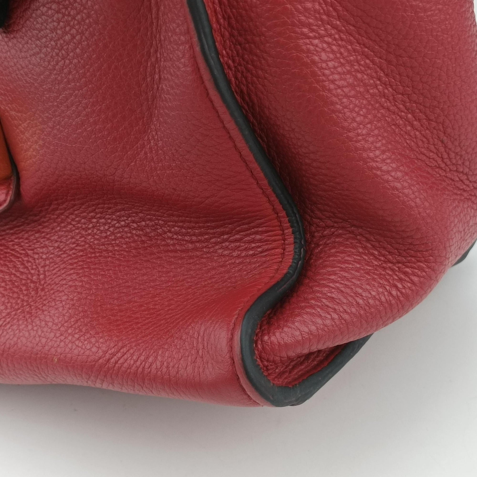 Pre-owned Prada Vitello Daino Sound Flap Top Handle Red Leather BR5034 shoulderbag | stylenewstar
