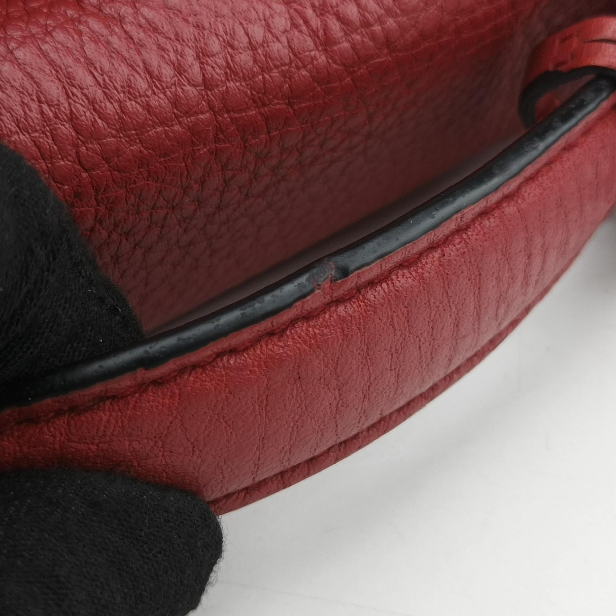 Pre-owned Prada Vitello Daino Sound Flap Top Handle Red Leather BR5034 shoulderbag | stylenewstar