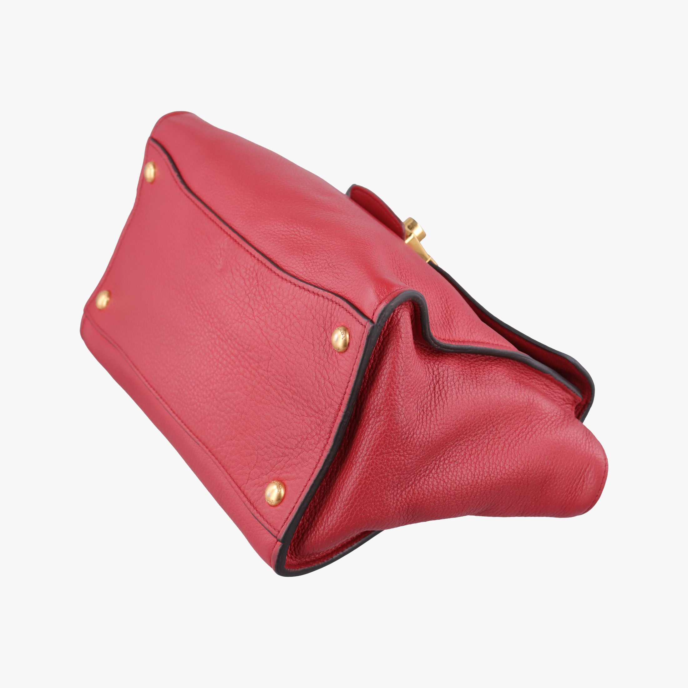 Pre-owned Prada Vitello Daino Sound Flap Top Handle Red Leather BR5034 shoulderbag | stylenewstar