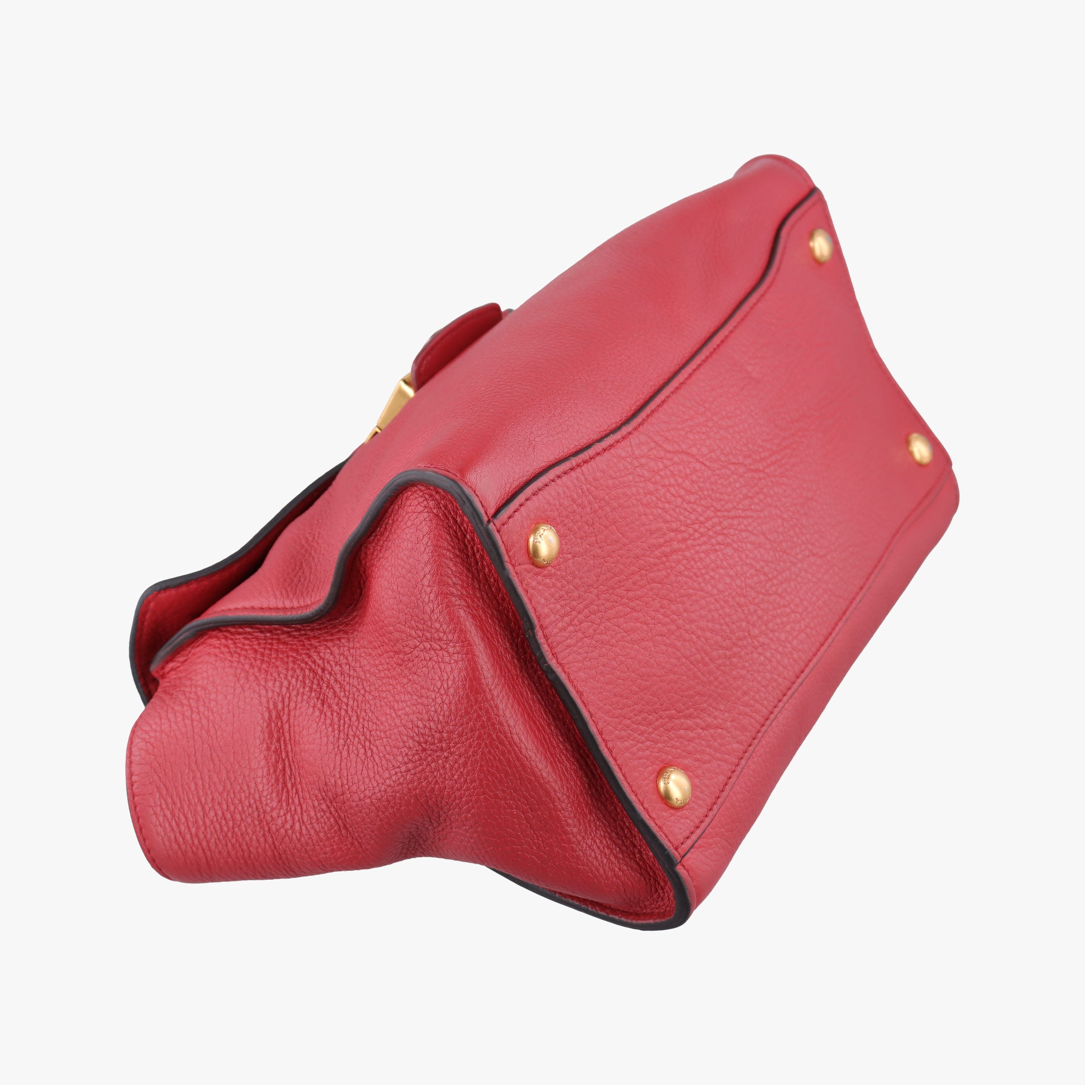 Pre-owned Prada Vitello Daino Sound Flap Top Handle Red Leather BR5034 shoulderbag | stylenewstar