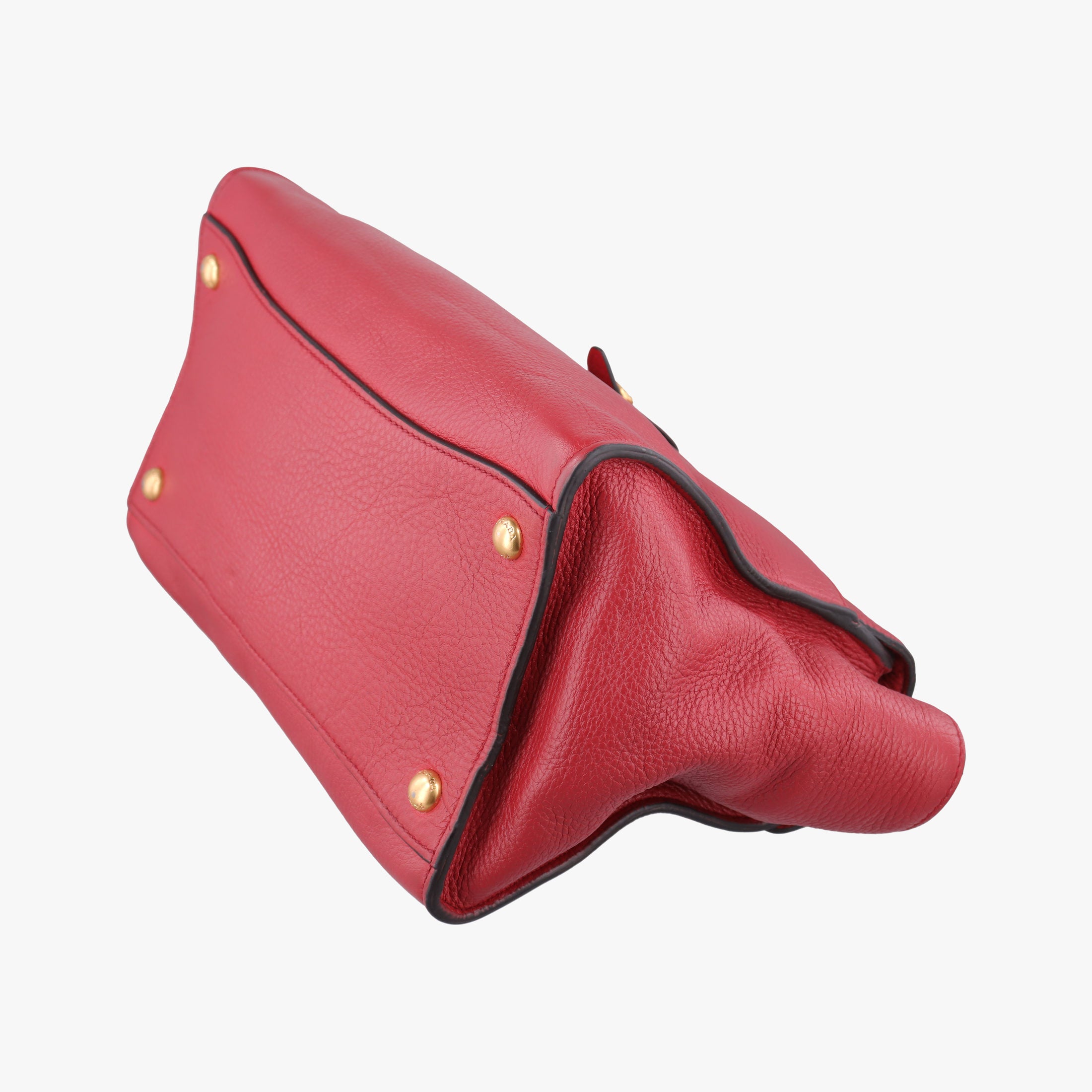 Pre-owned Prada Vitello Daino Sound Flap Top Handle Red Leather BR5034 shoulderbag | stylenewstar