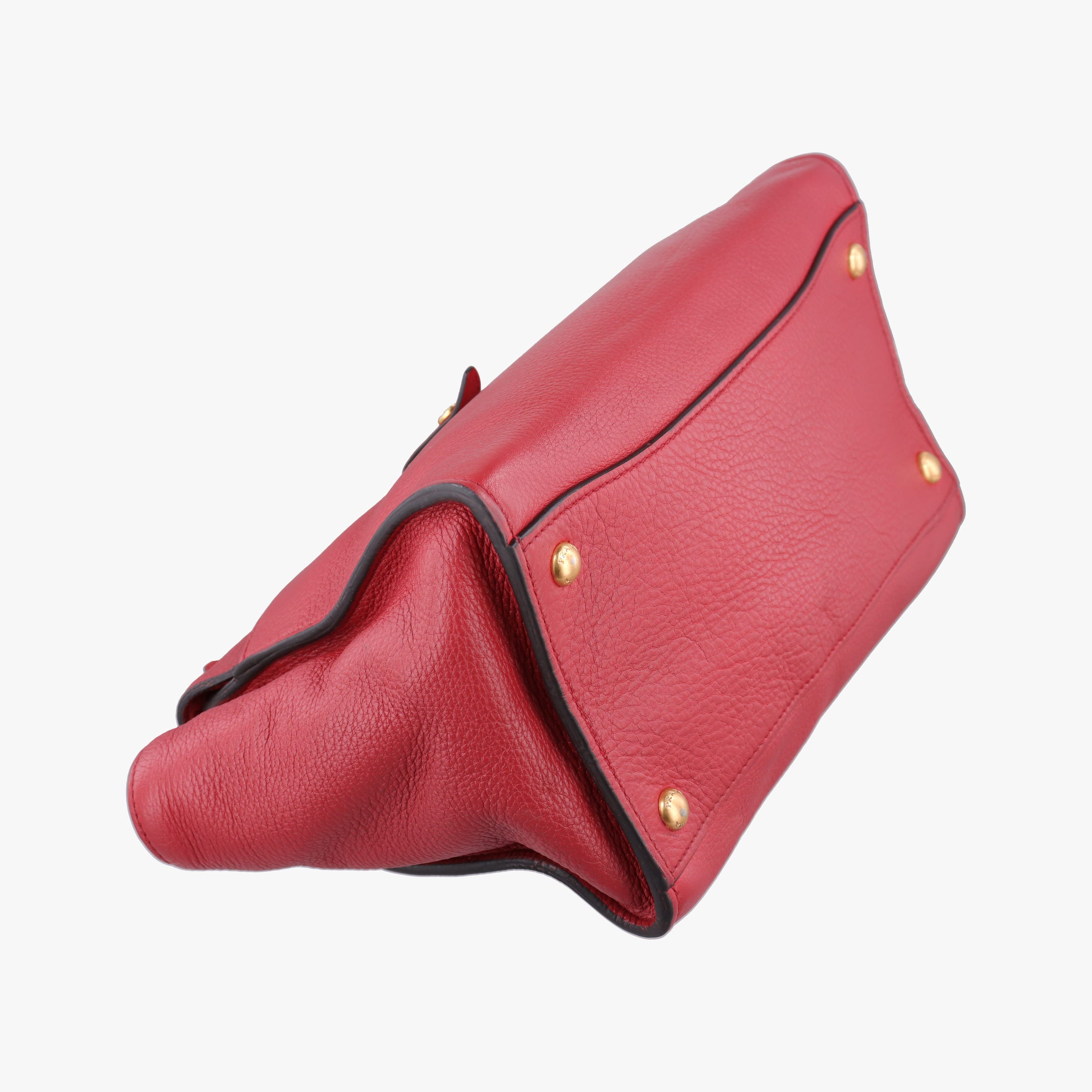 Pre-owned Prada Vitello Daino Sound Flap Top Handle Red Leather BR5034 shoulderbag | stylenewstar