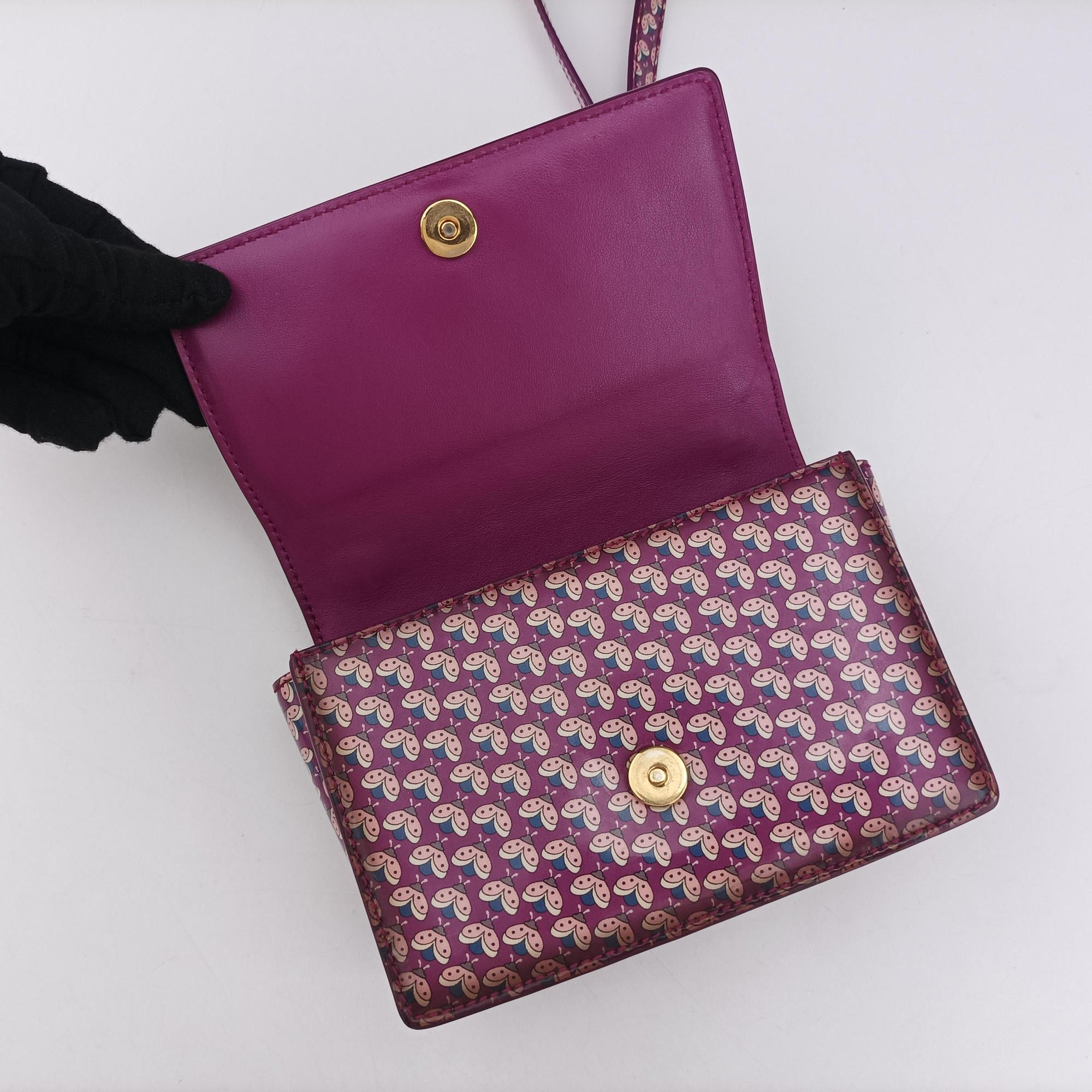 Pre-owned Ferragamo Vara zoo mini Purple×multi Patent leather  shoulderbag | stylenewstar