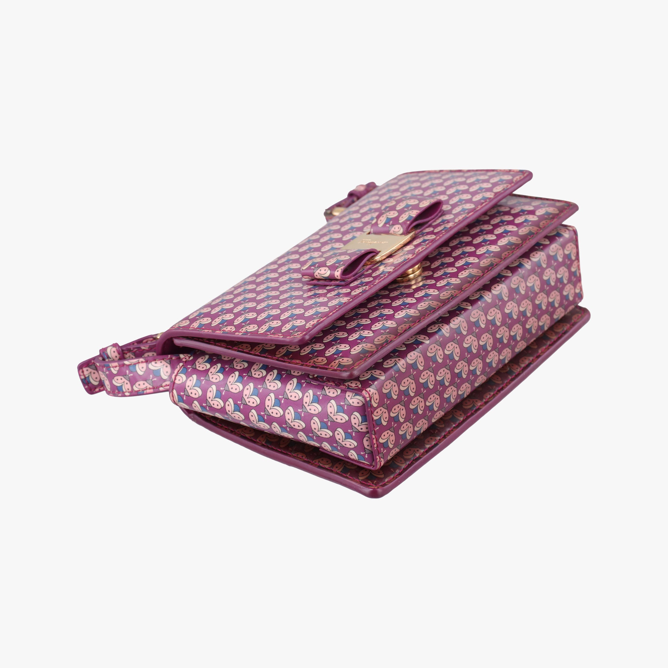 Pre-owned Ferragamo Vara zoo mini Purple×multi Patent leather  shoulderbag | stylenewstar