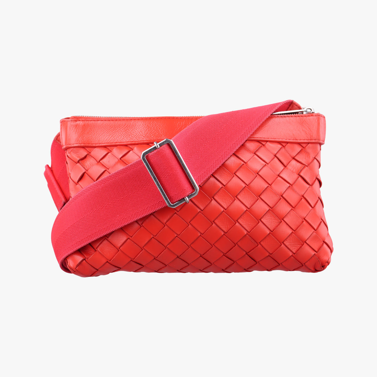 Pre-owned Bottega Veneta Intrecciato Red lambskin  shoulderbag | stylenewstar