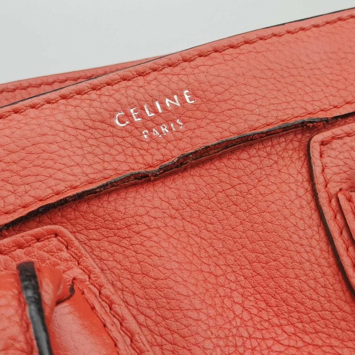 Pre-owned Celine Luggage Micro shopper Orange Leather  shoulderbag | stylenewstar