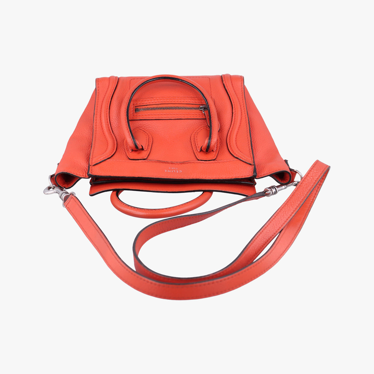 Pre-owned Celine Luggage Micro shopper Orange Leather  shoulderbag | stylenewstar